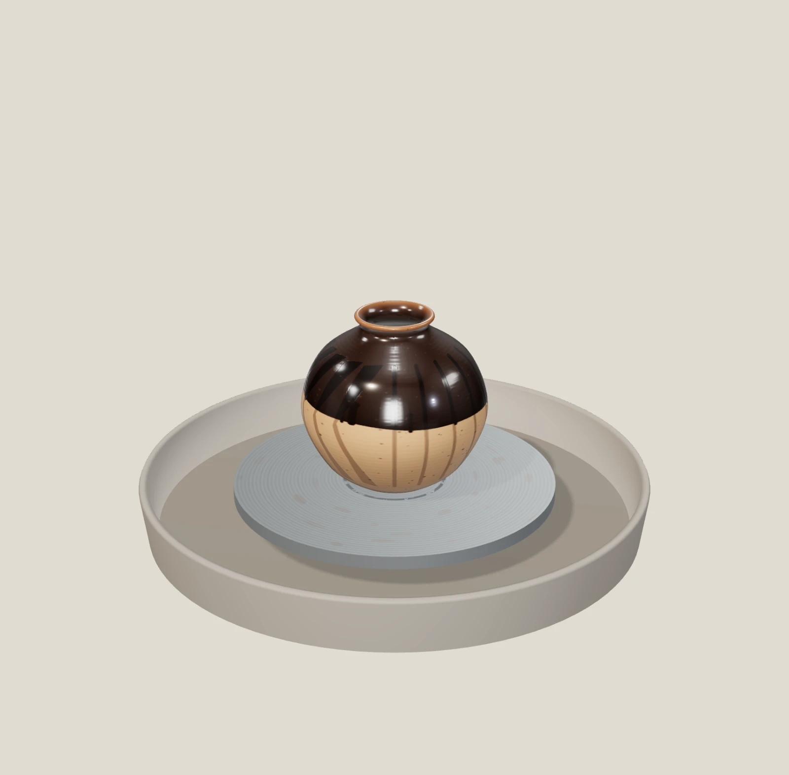 Tenmoku stoneware pot, a pot made on the Pottery Wheel