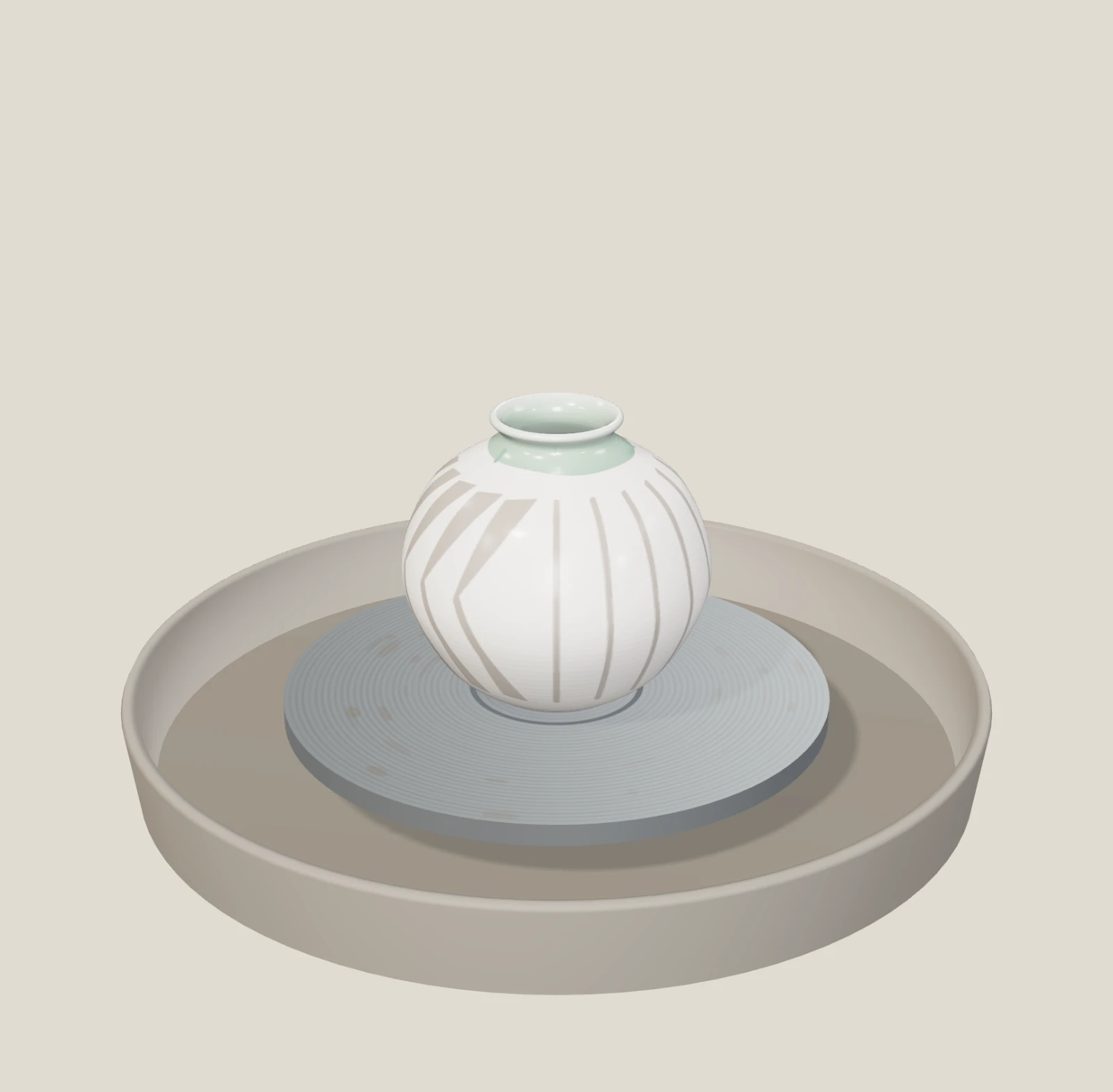 Celadon porcelain pot, a pot made on the Pottery Wheel
