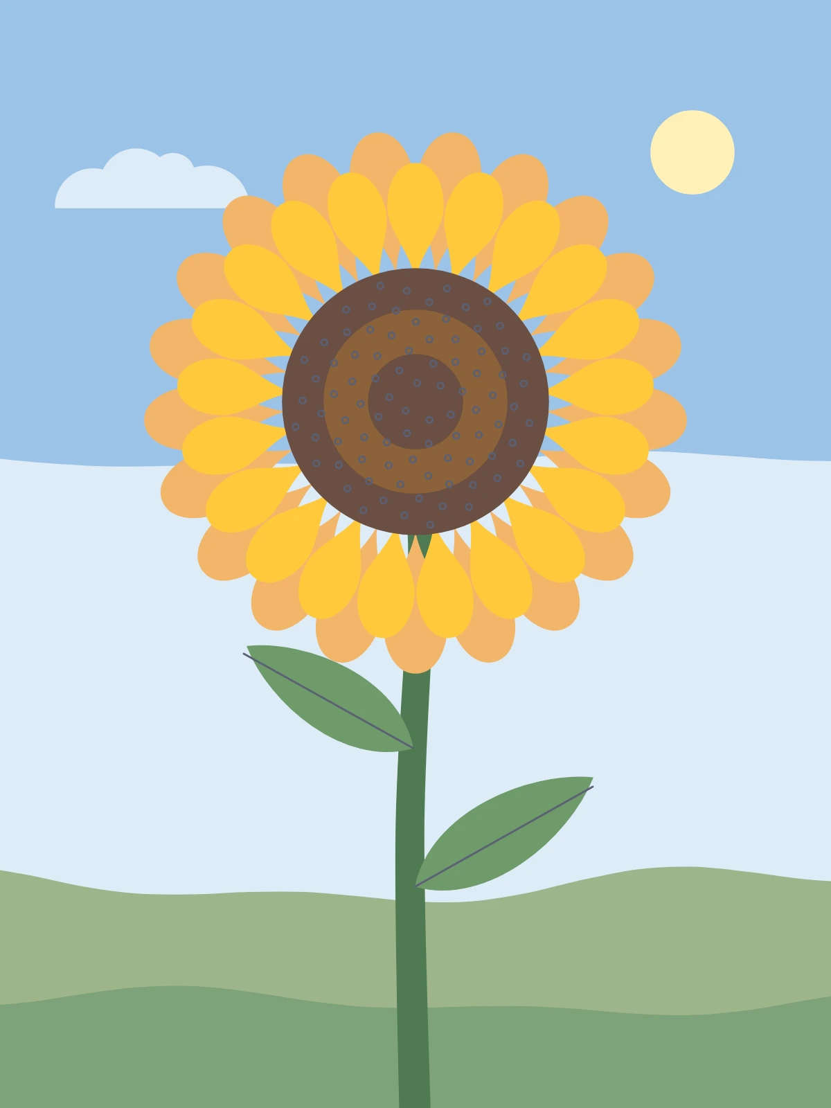 Sunflower, a page made on the Colour by Number