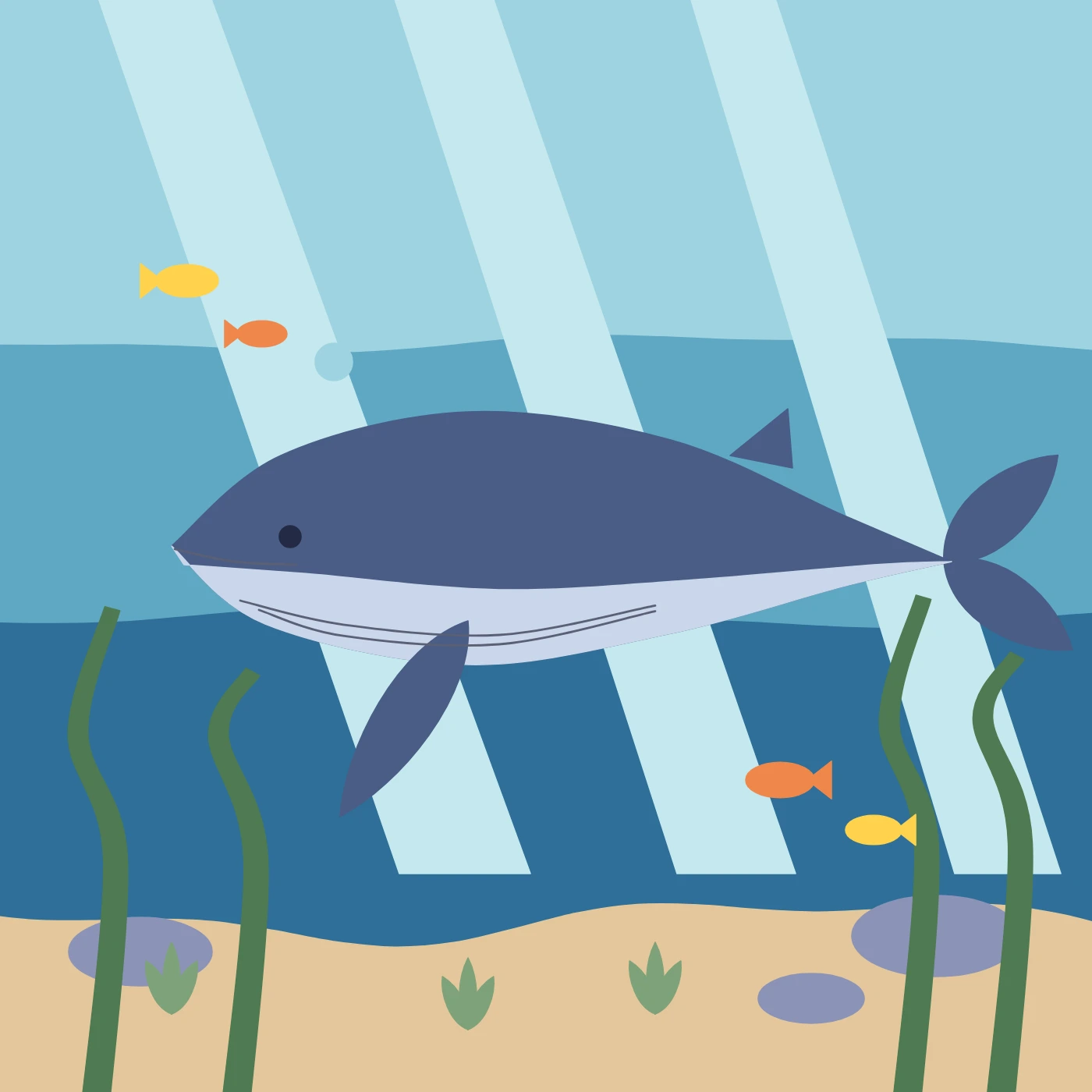 Whale under the sea, a page made on the Colour by Number
