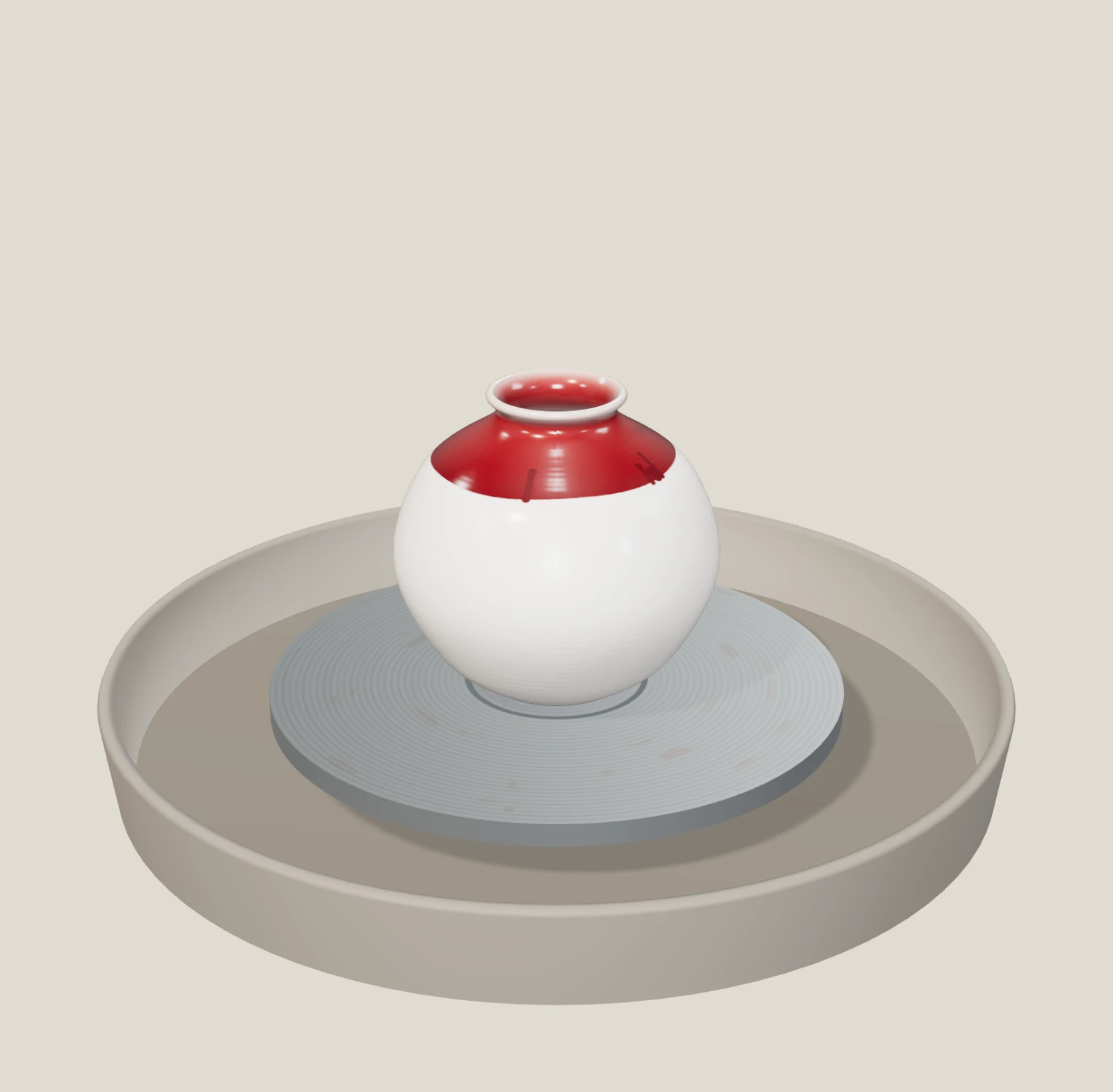 Copper red porcelain pot, a pot made on the Pottery Wheel