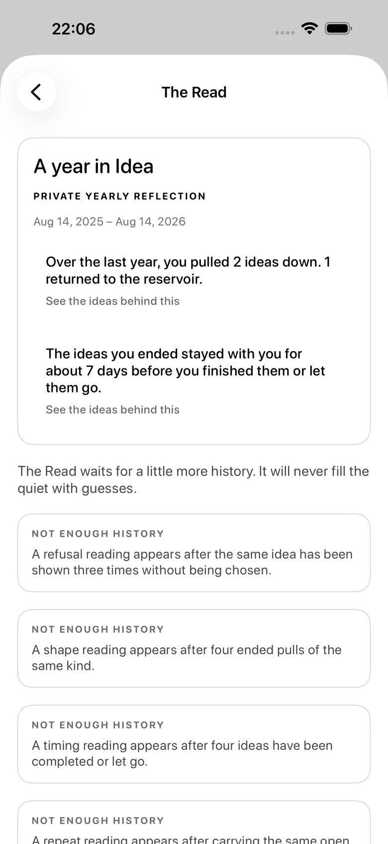 Idea Record screen