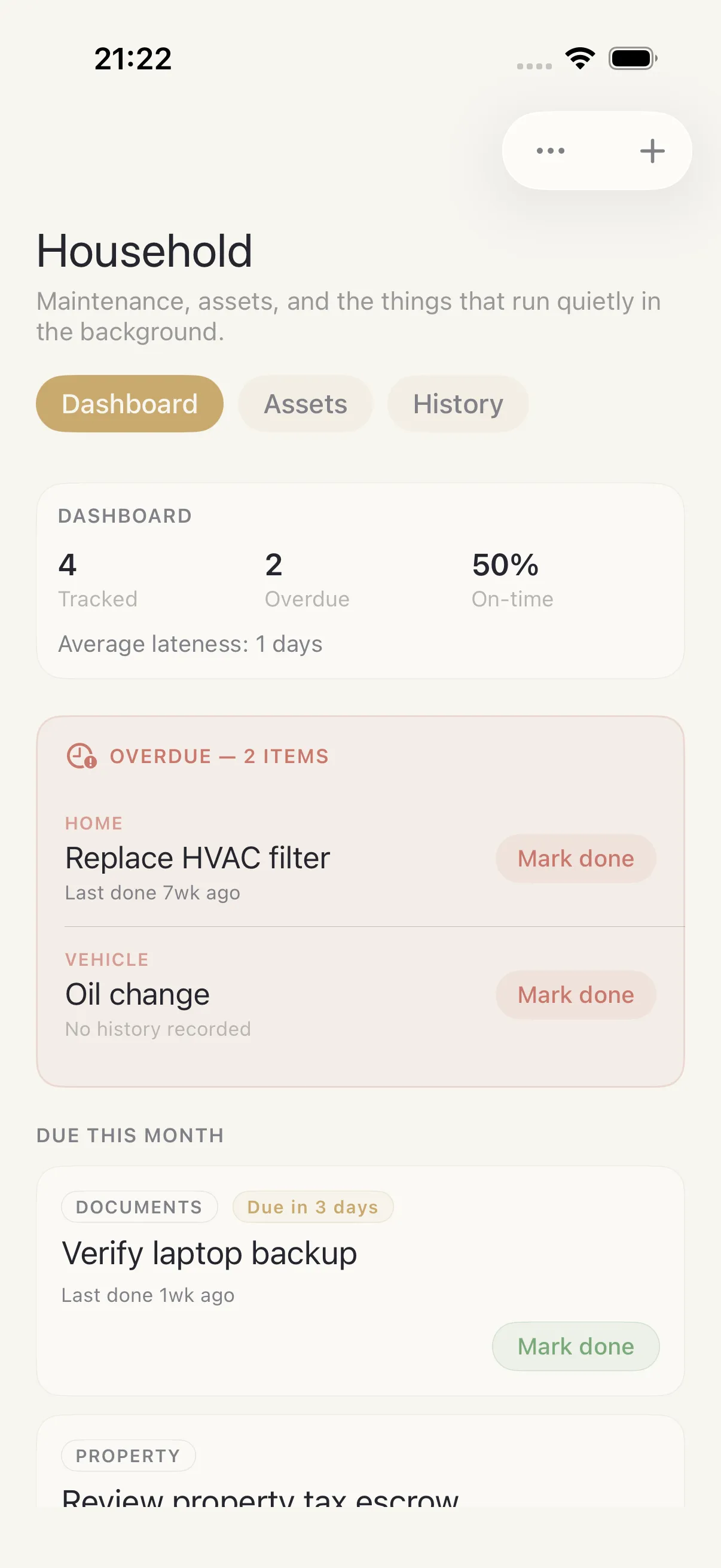 Admin screen in HourLife