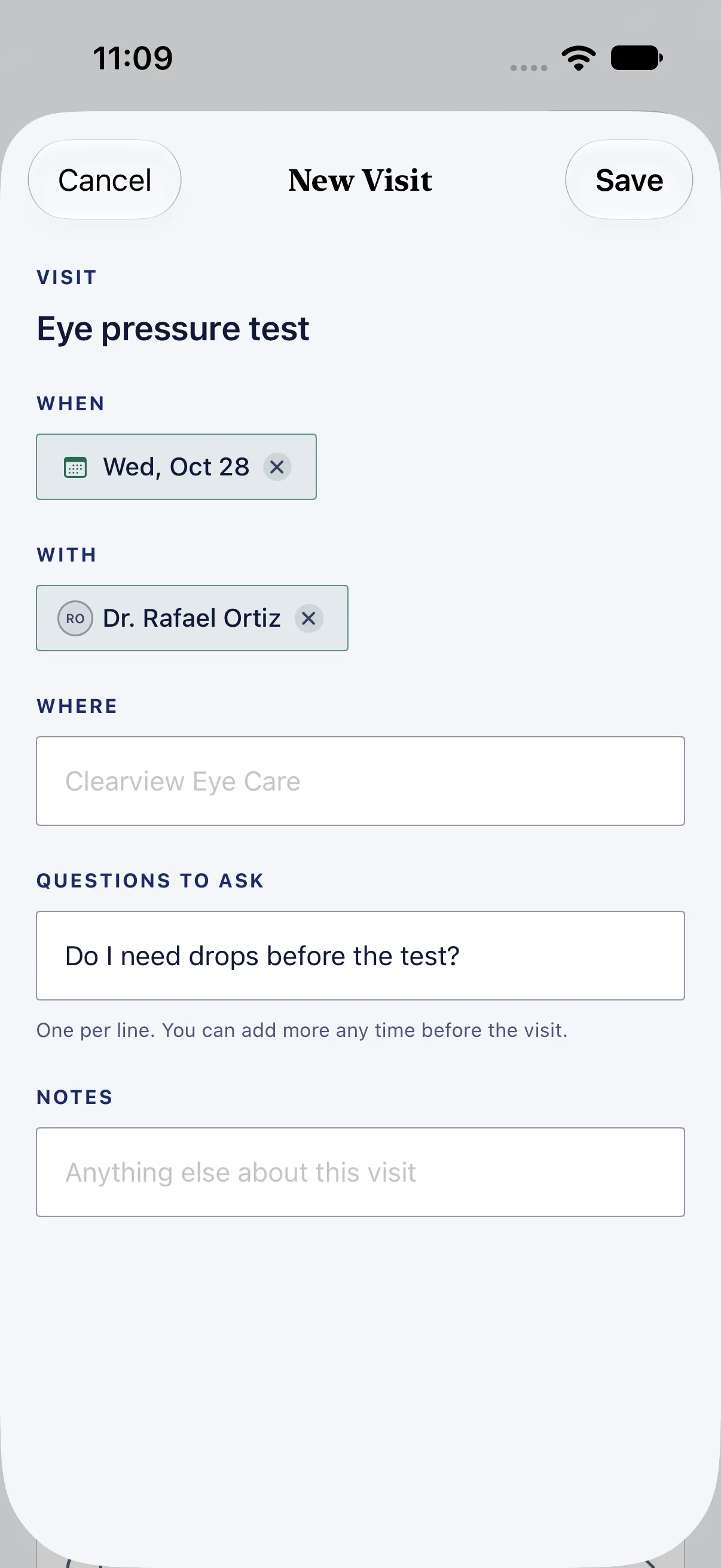 HourLife Care: An eye pressure test with Dr. Rafael Ortiz on Wed, Oct 28, and the first question, “Do I need drops before the test?”