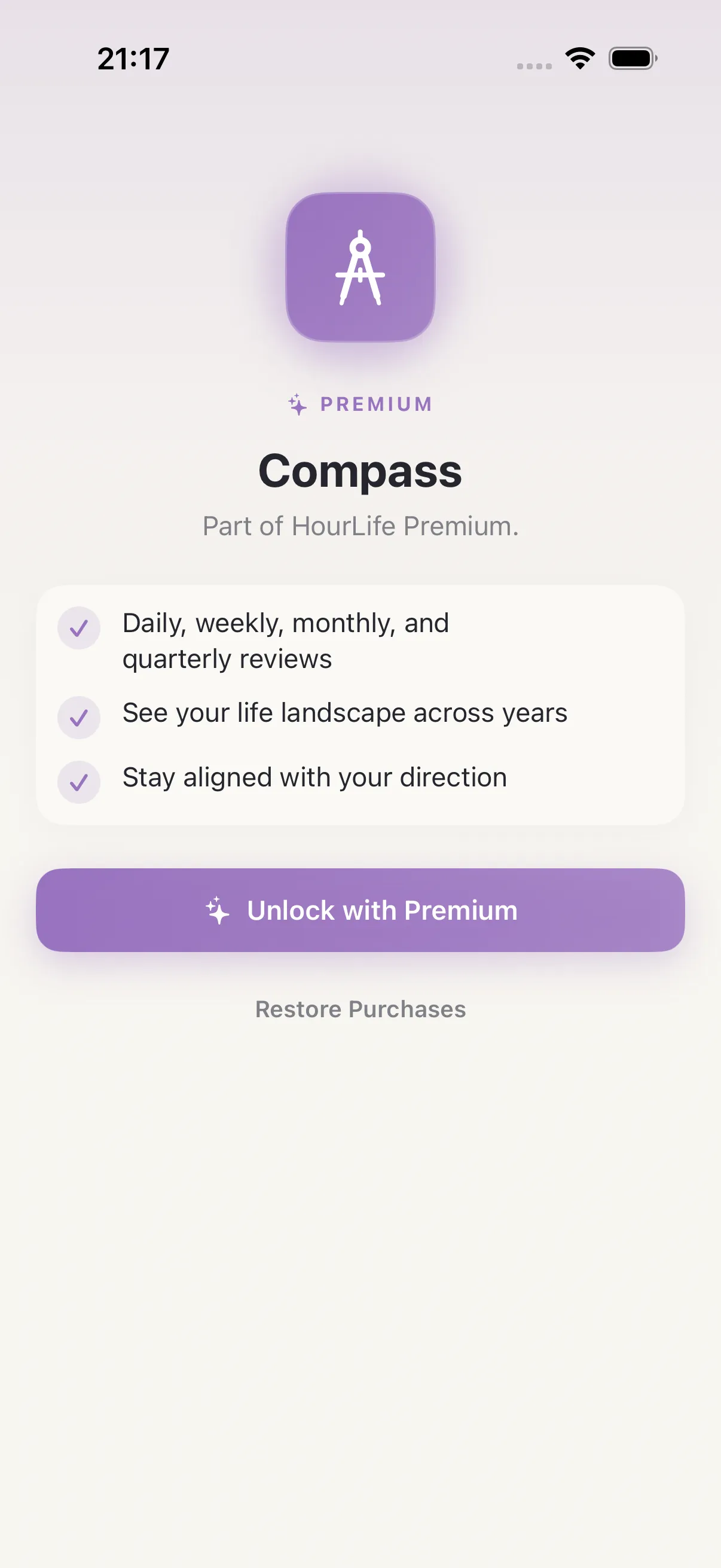 Compass screen in HourLife
