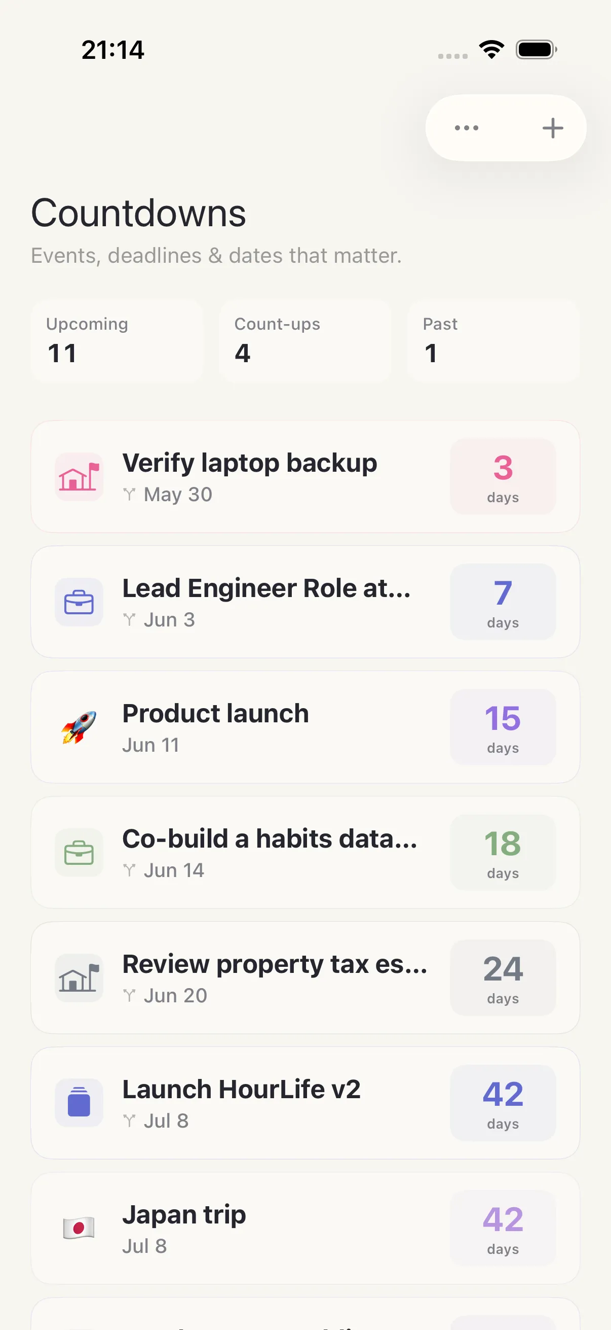 Countdown screen in HourLife