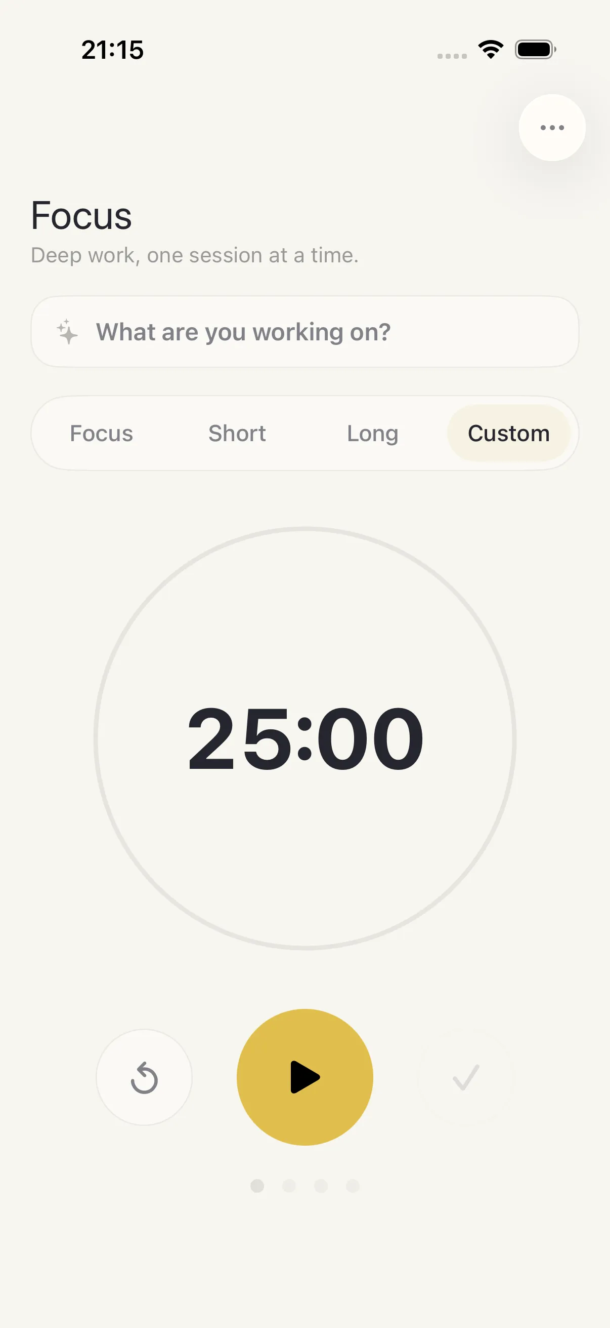 Focus screen in HourLife