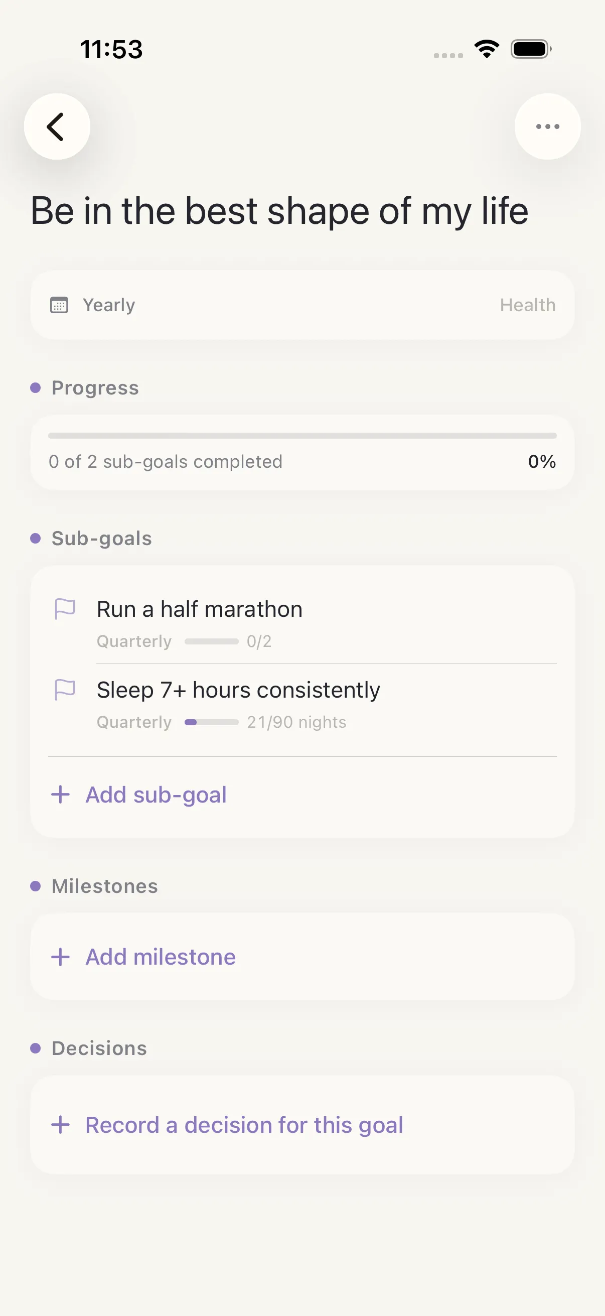 Goals that connect to real behavior. — HourLife screenshot