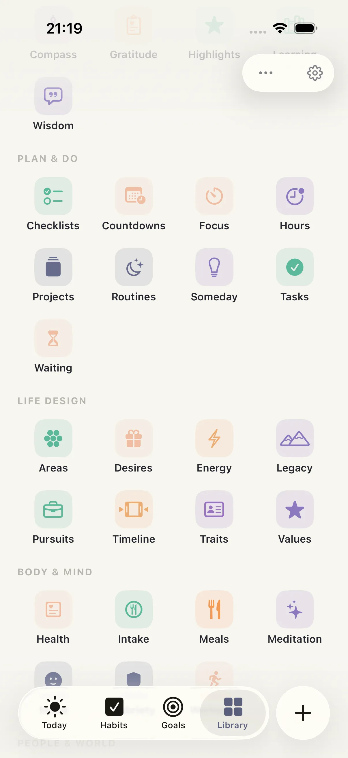 Library screen in HourLife