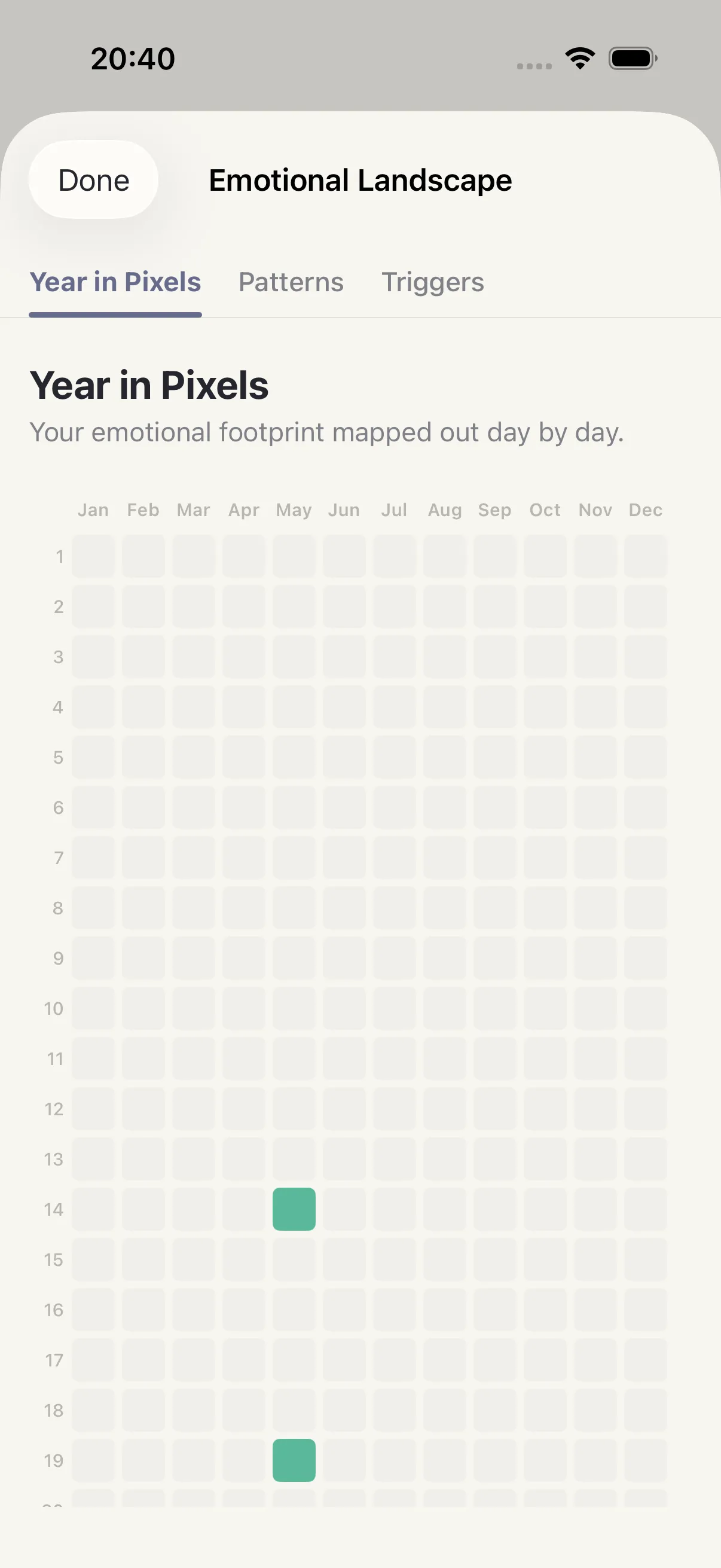 Mood screen in HourLife
