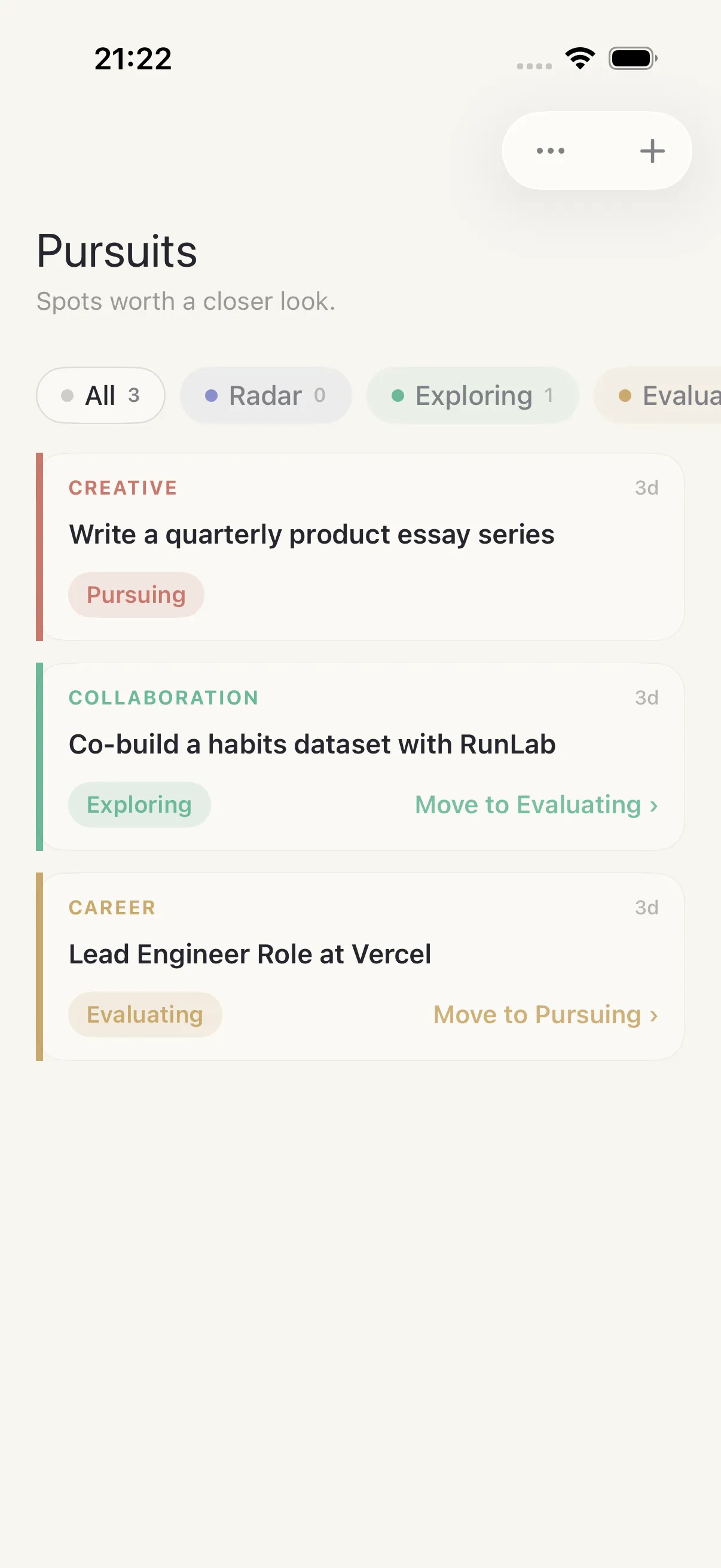Opportunities screen in HourLife