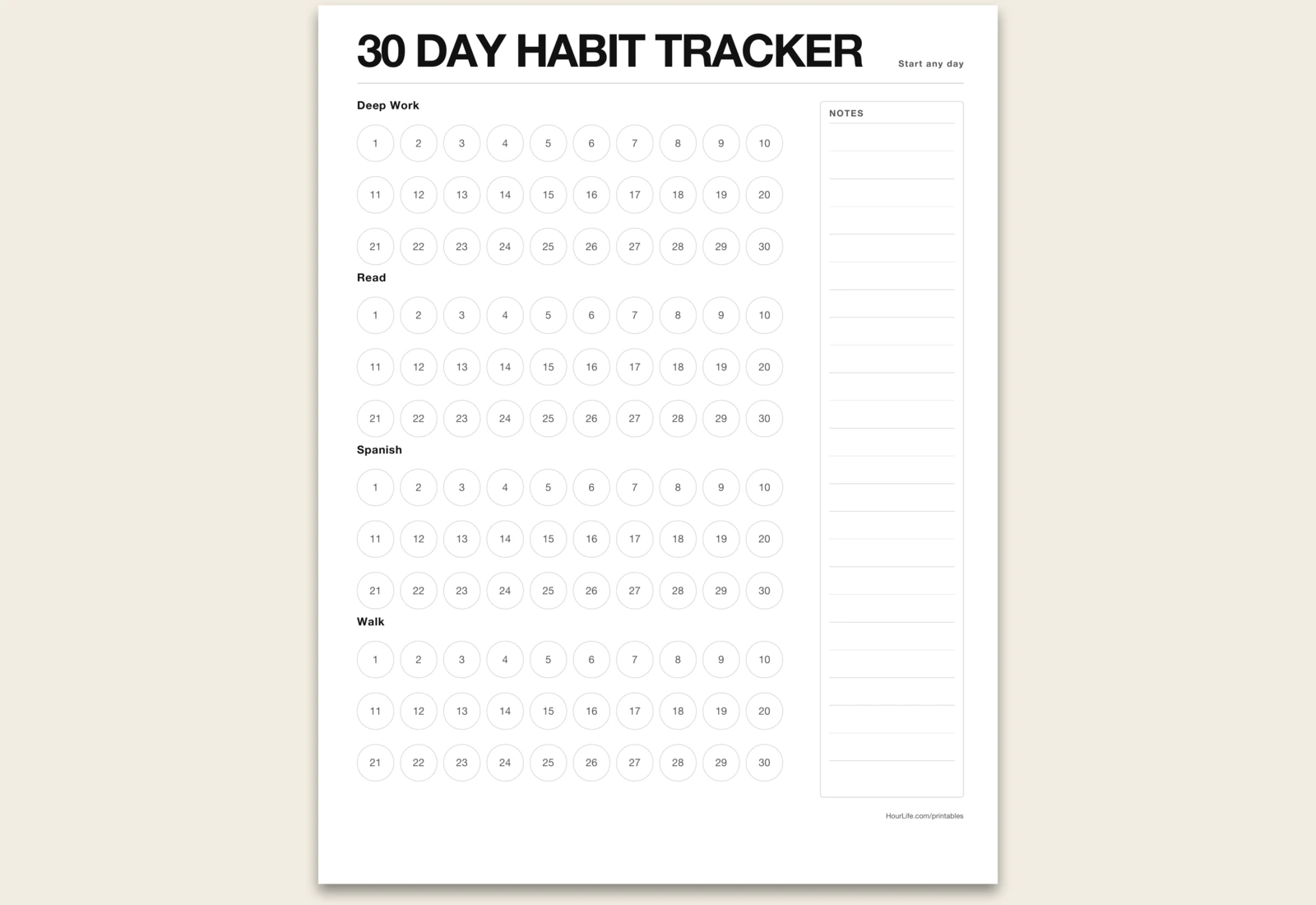 30 Day Habit Tracker alt style preview
