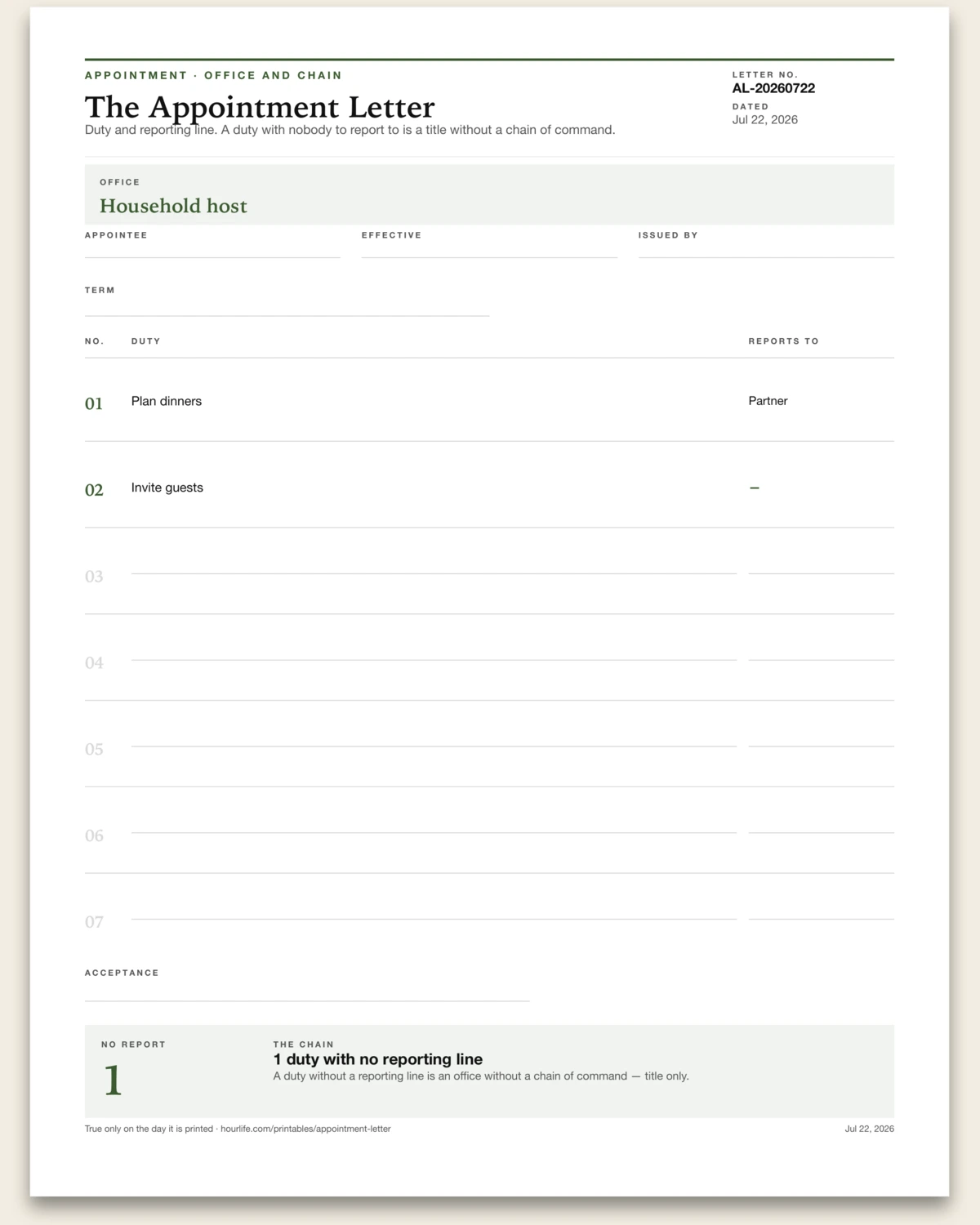 The Appointment Letter alt style preview