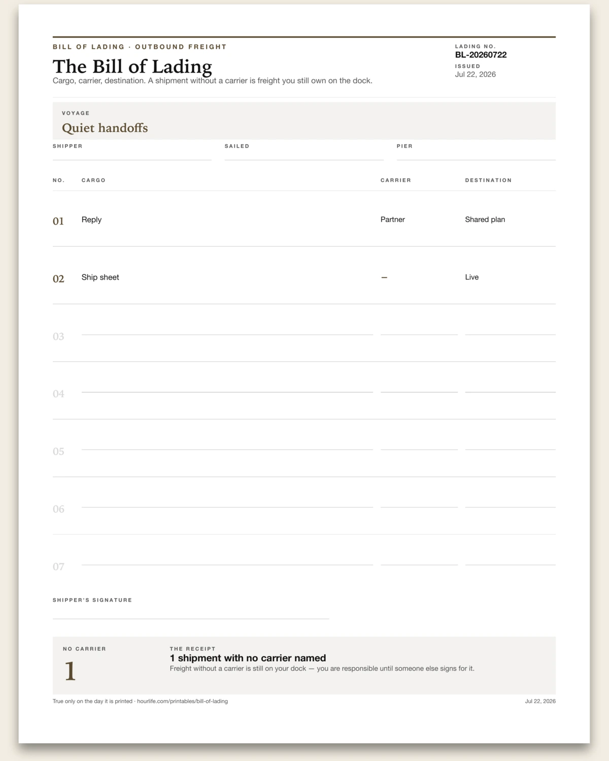 The Bill of Lading alt style preview