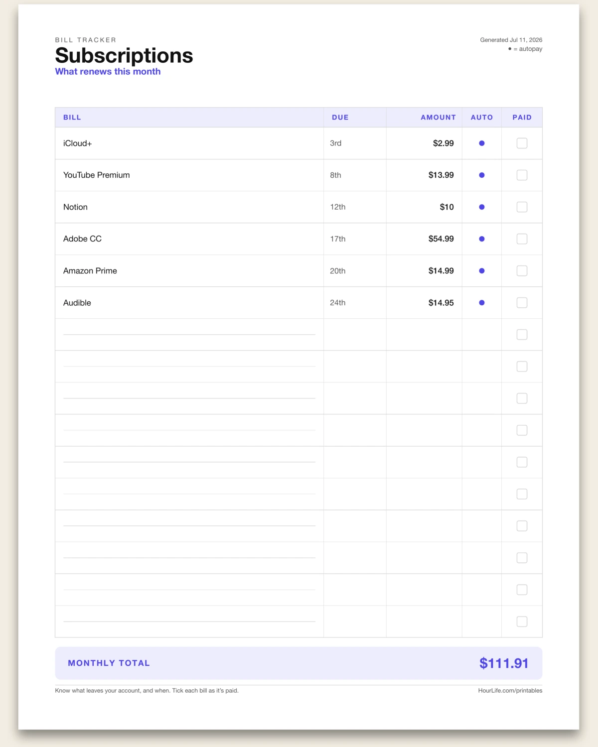 Bill Tracker alt style preview
