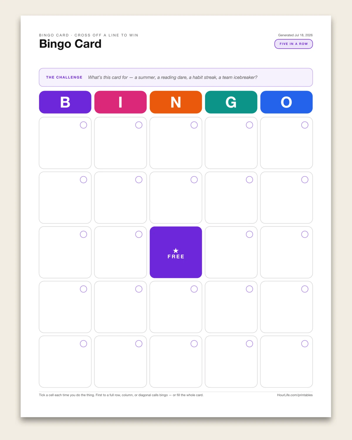 The Bingo Card alt style preview