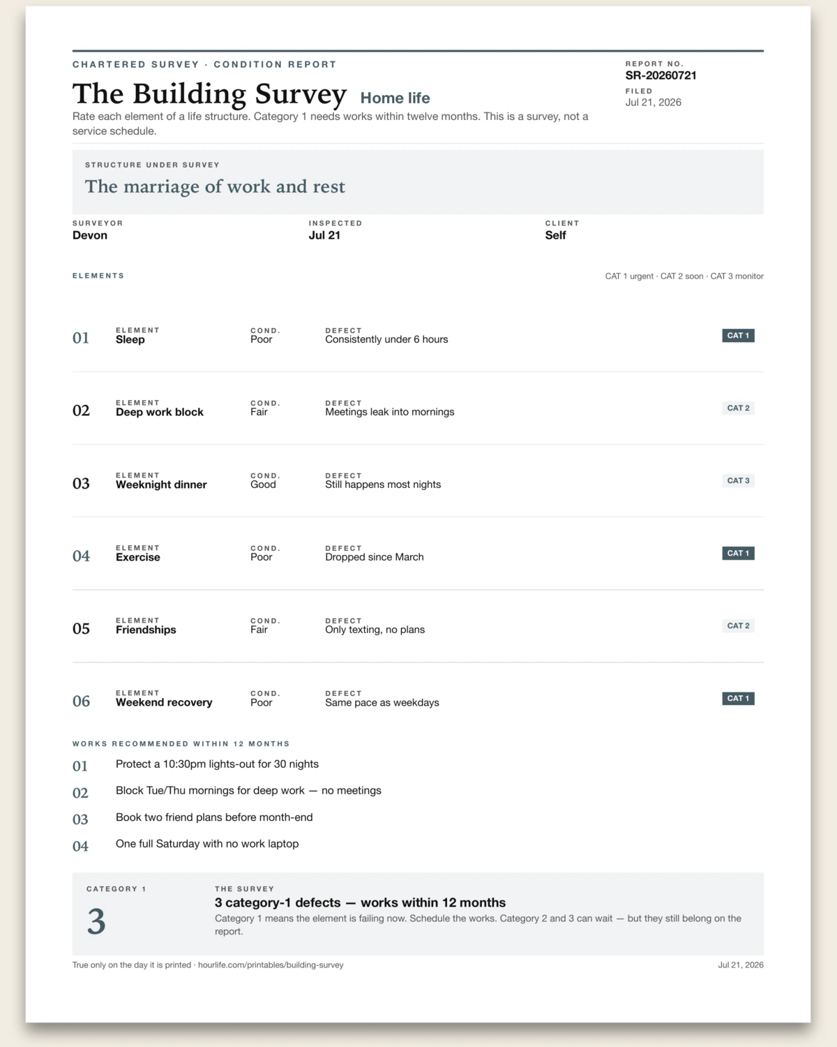The Building Survey filled example preview