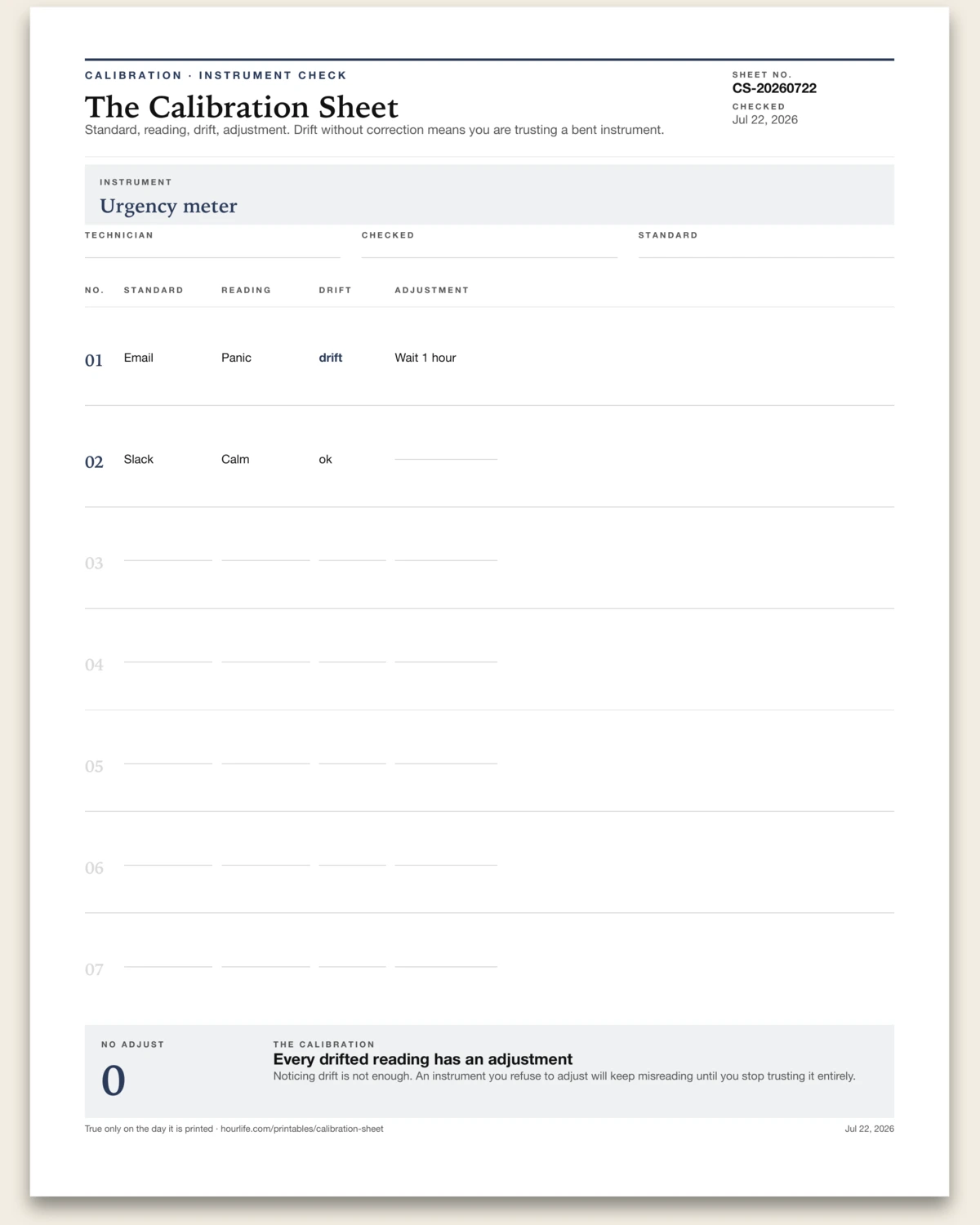 The Calibration Sheet alt style preview
