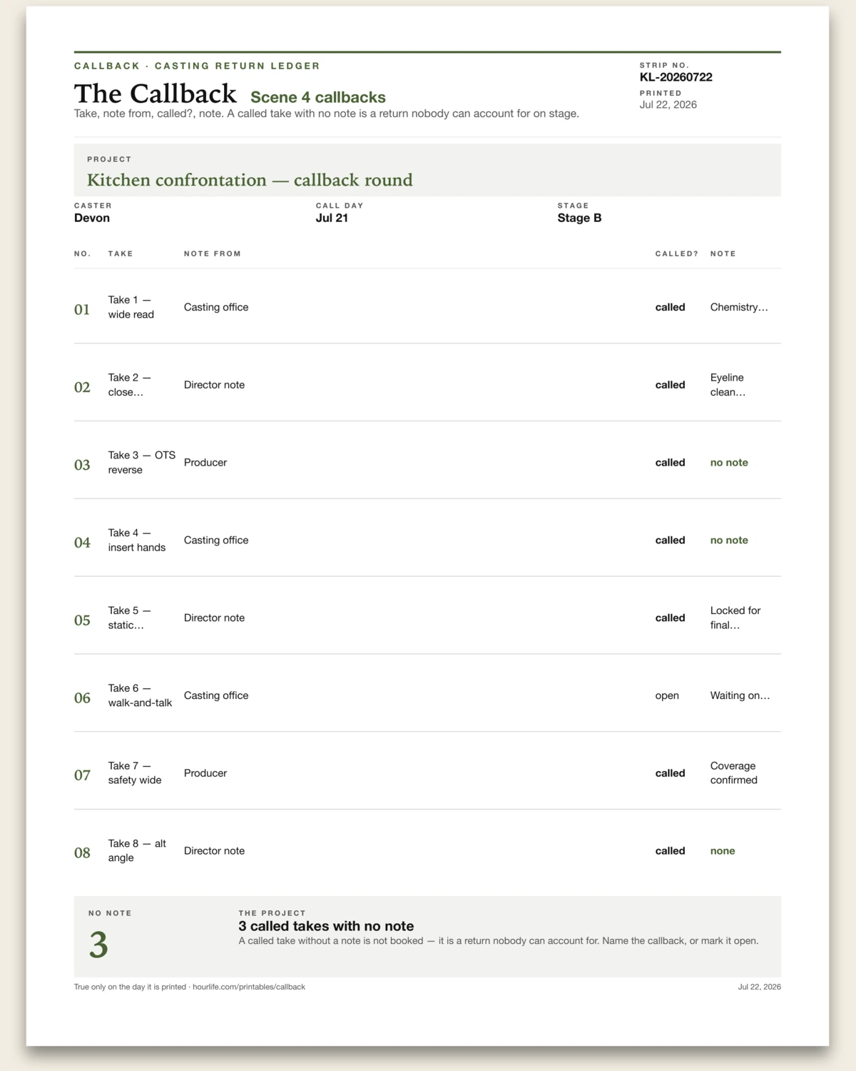 The Callback filled example preview