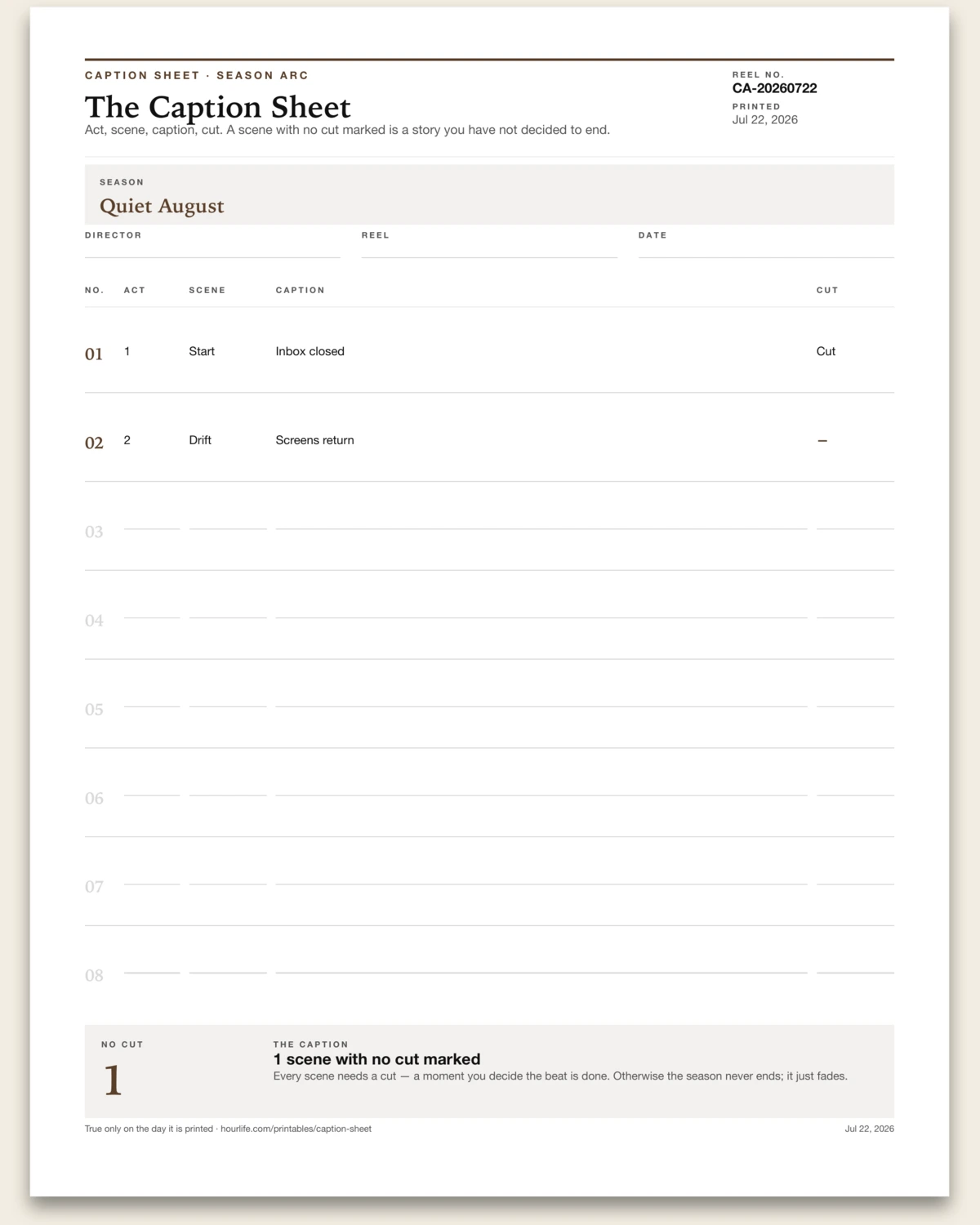 The Caption Sheet alt style preview