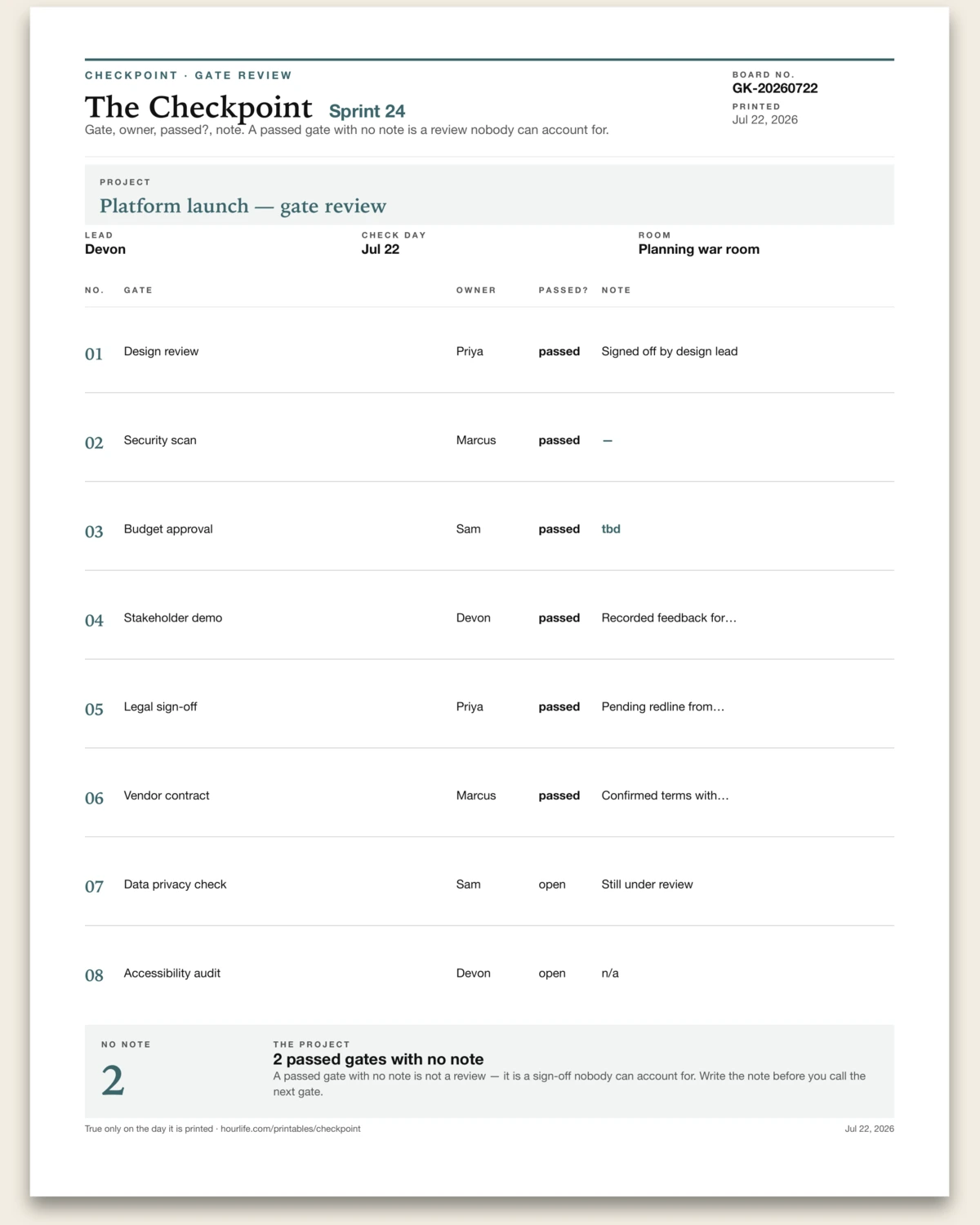 The Checkpoint filled example preview