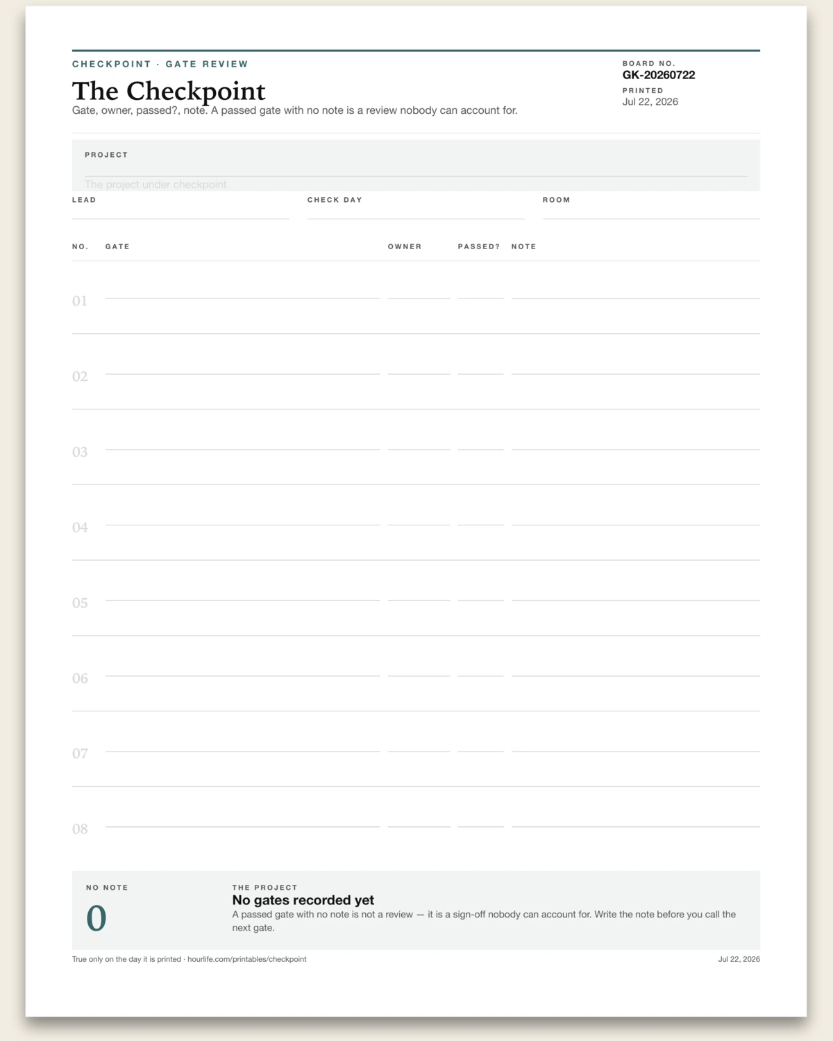 The Checkpoint blank layout preview