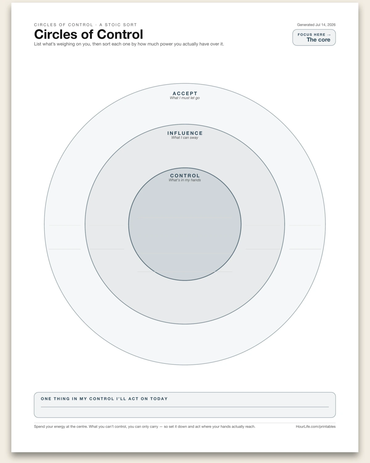 Circles of Control blank layout preview