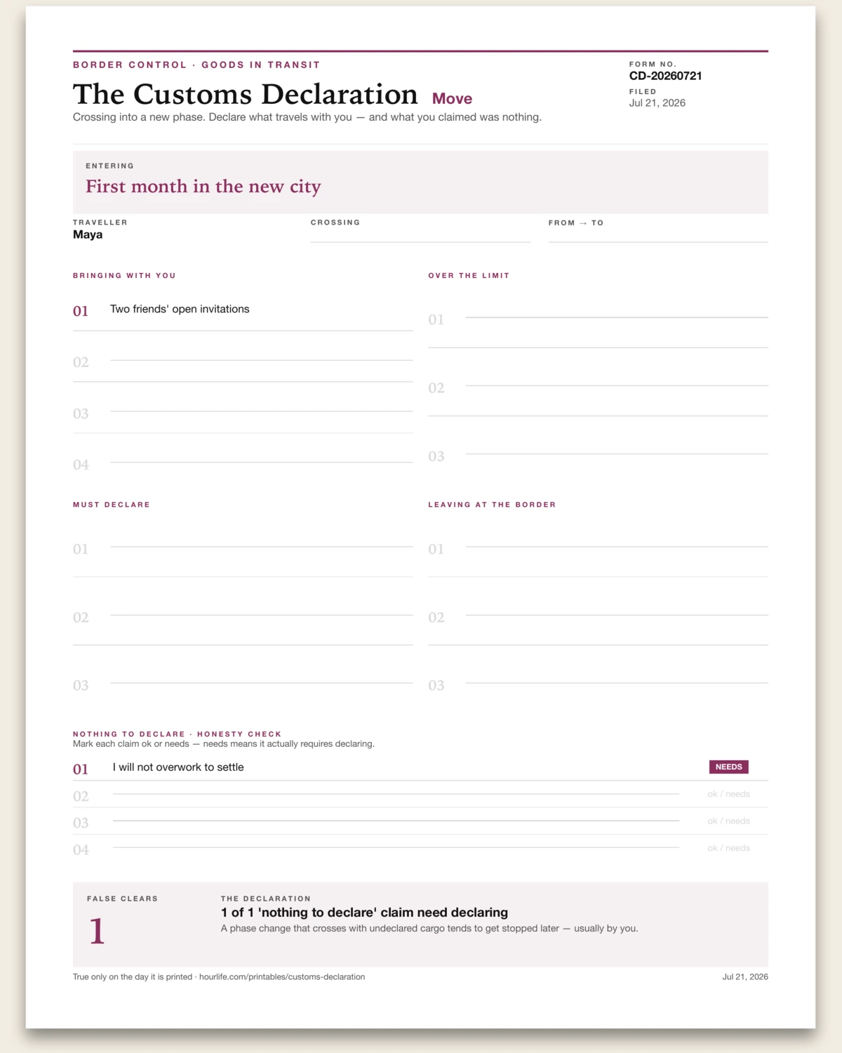 The Customs Declaration alt style preview