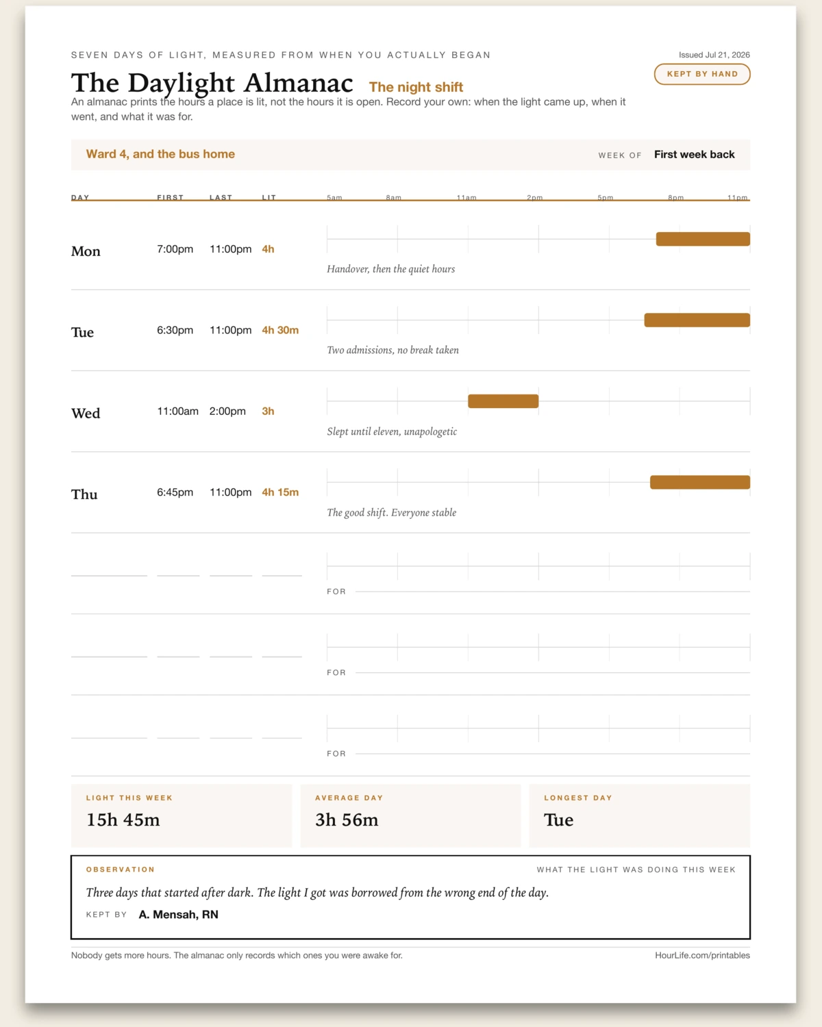 The Daylight Almanac alt style preview