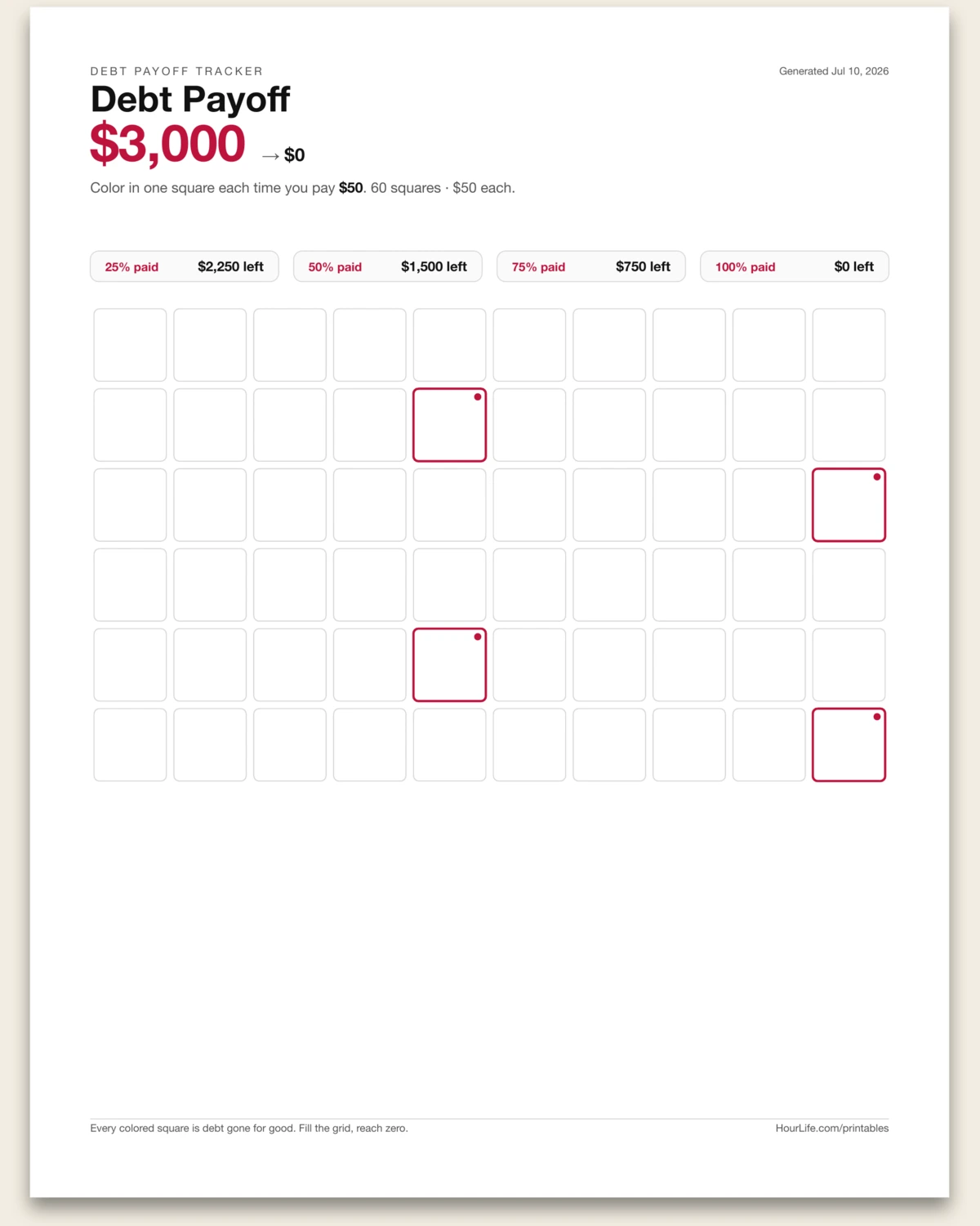 Debt Payoff Tracker blank layout preview