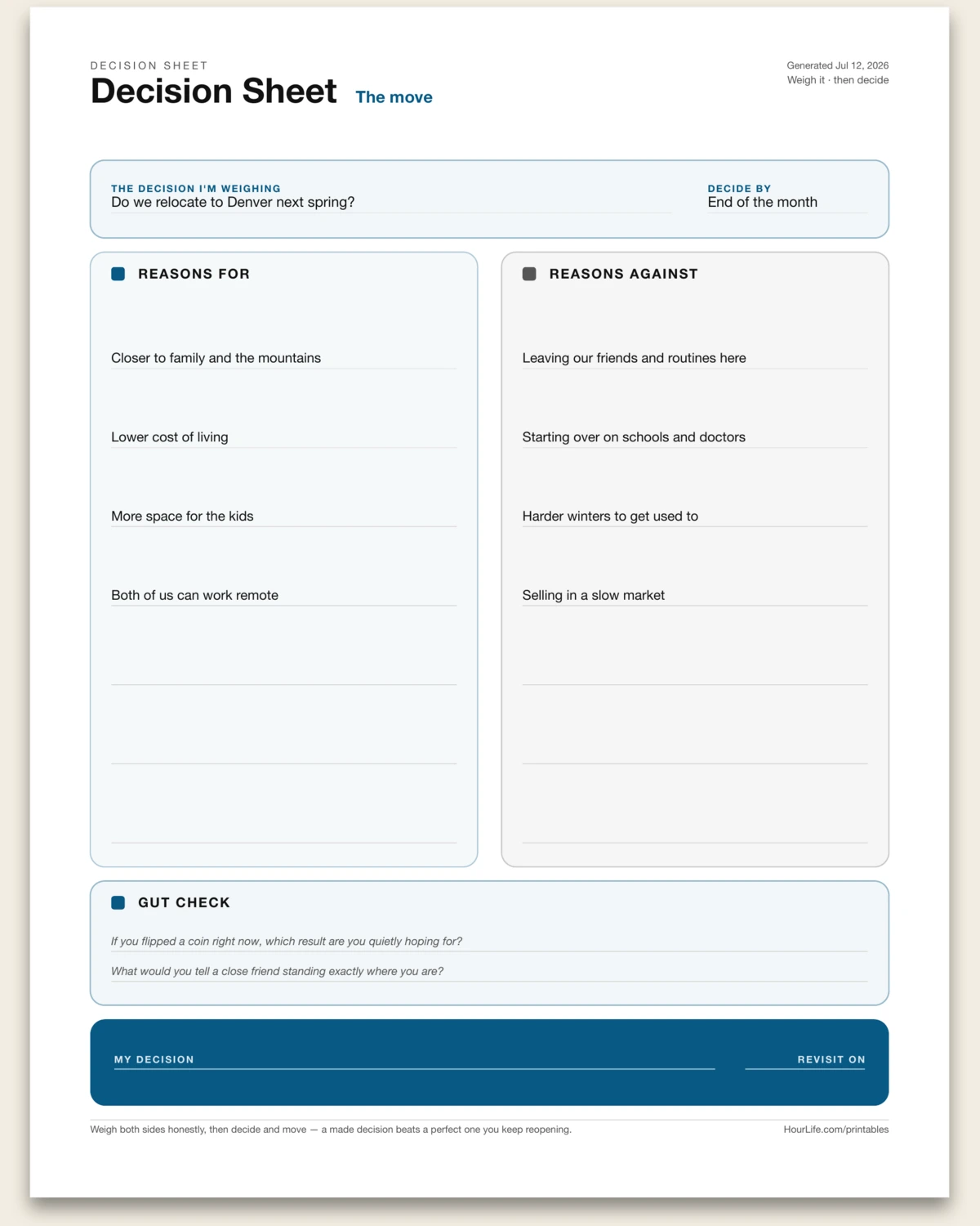 Decision Sheet alt style preview