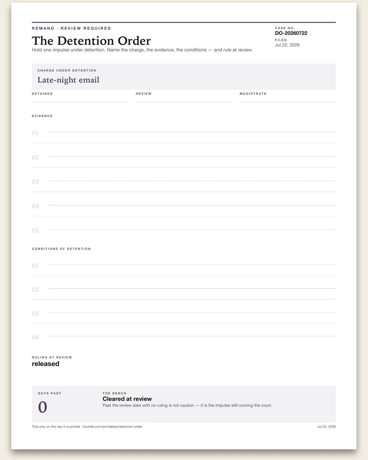 The Detention Order alt style preview