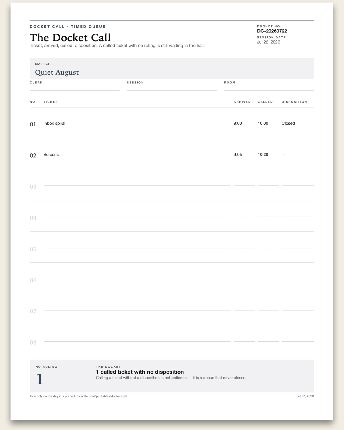 The Docket Call alt style preview