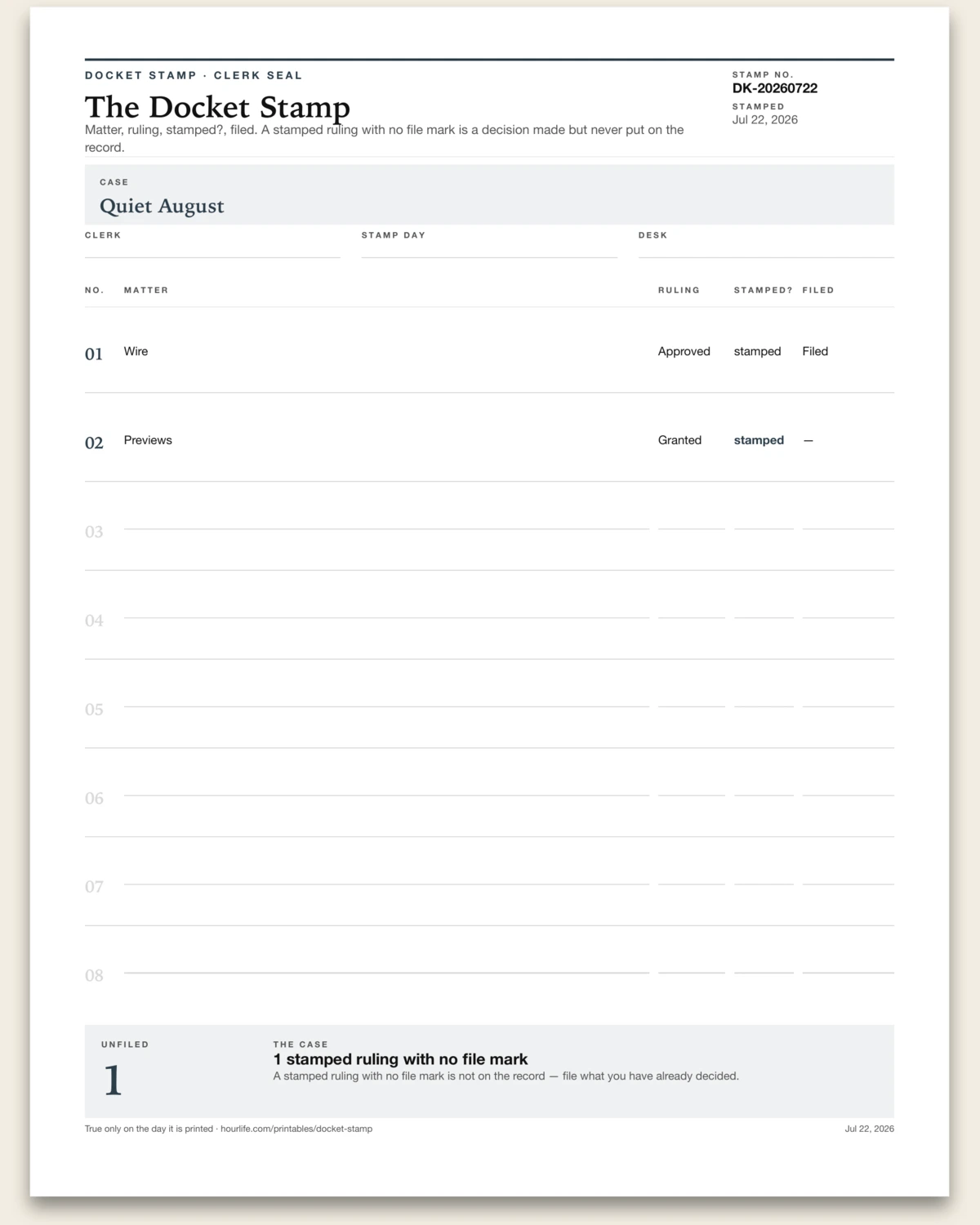 The Docket Stamp alt style preview