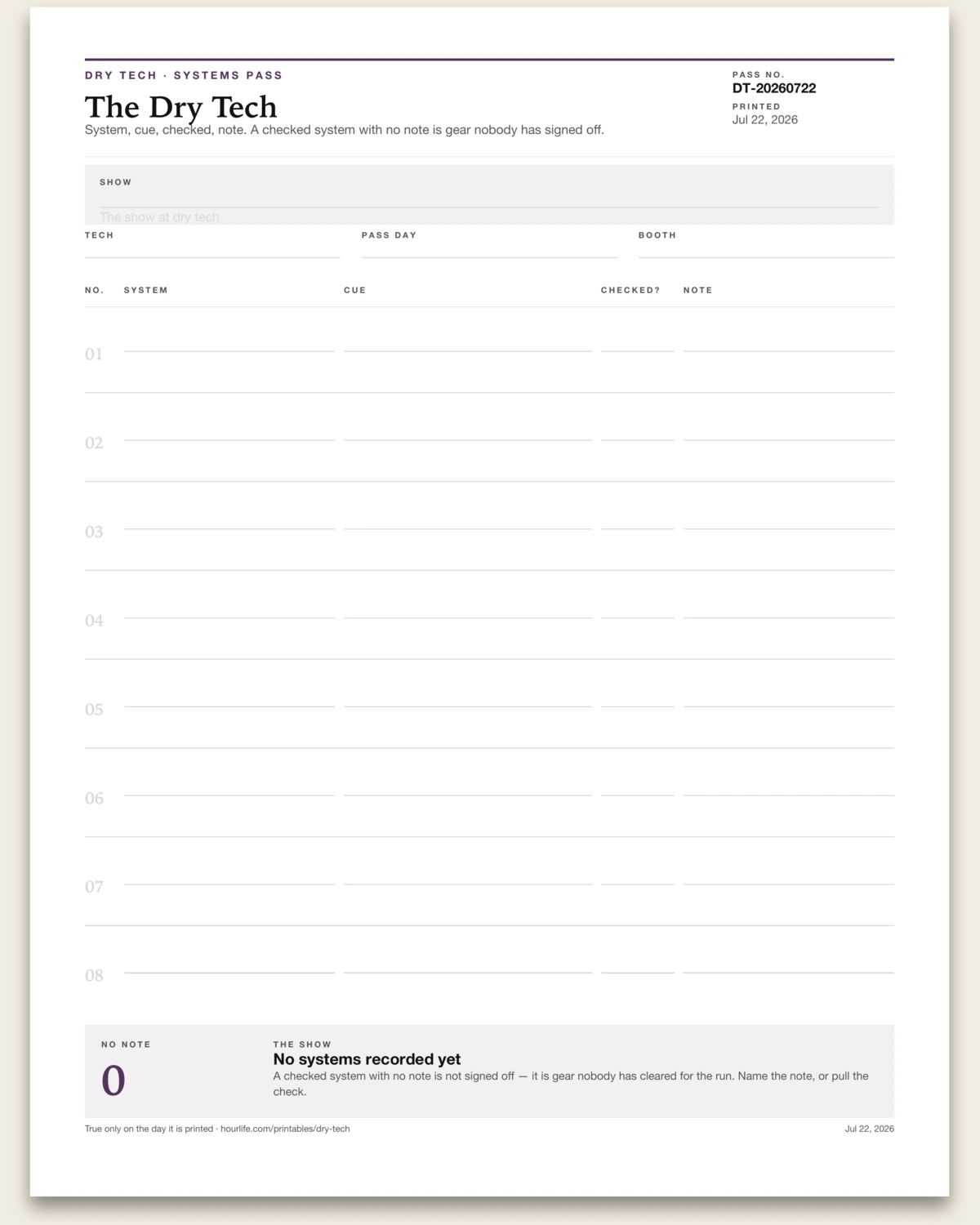The Dry Tech blank layout preview