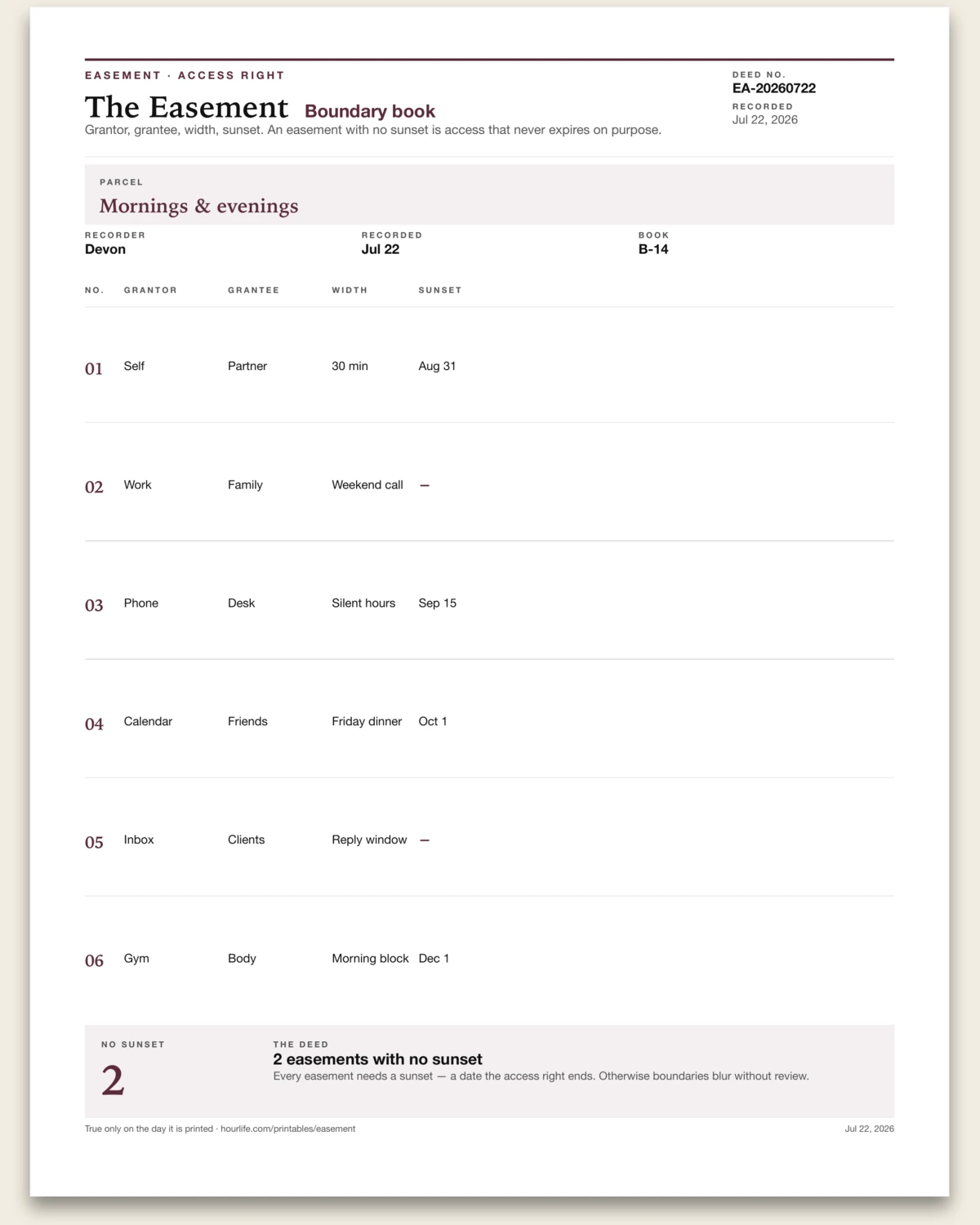 The Easement filled example preview
