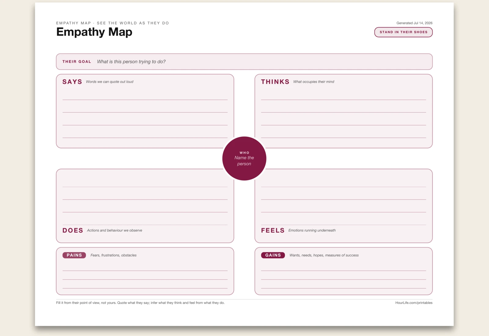 Empathy Map blank layout preview