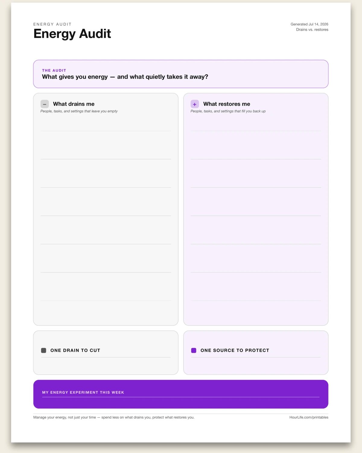 Energy Audit blank layout preview