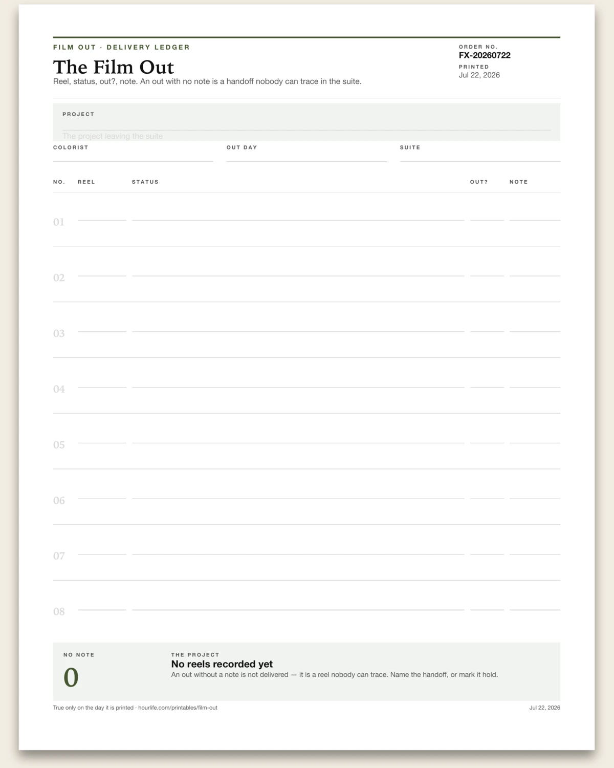 The Film Out blank layout preview