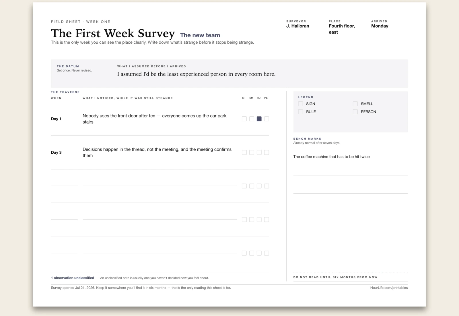 The First Week Survey alt style preview