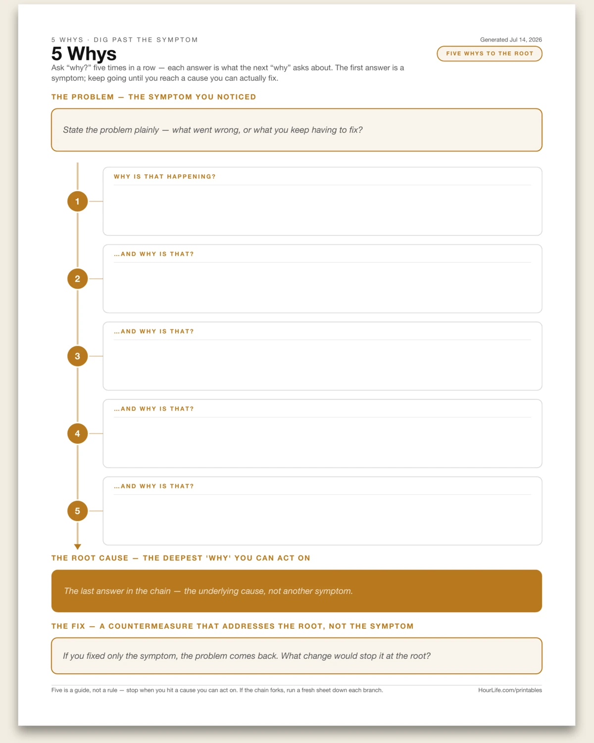 5 Whys blank layout preview