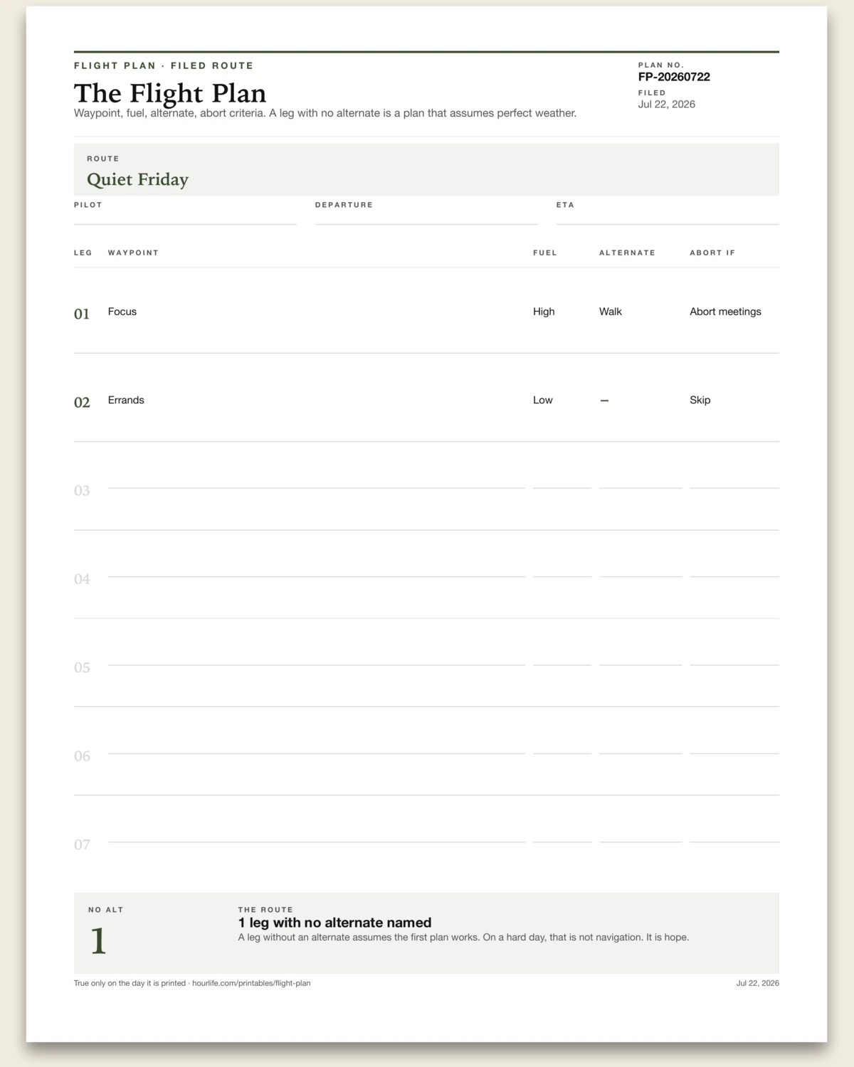 The Flight Plan alt style preview
