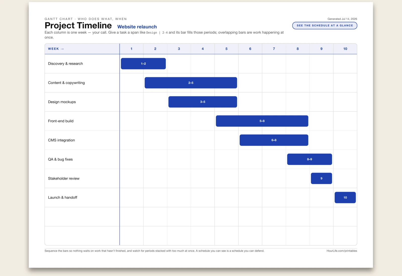 Gantt Chart filled example preview