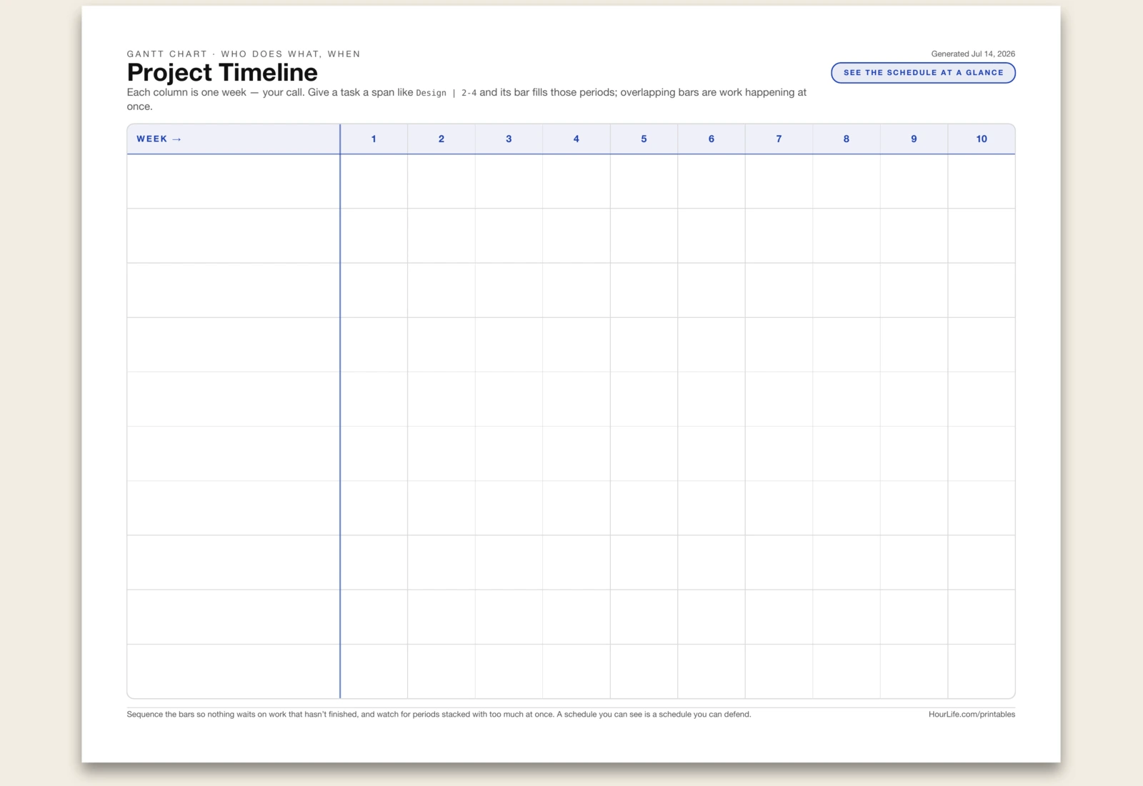 Gantt Chart blank layout preview