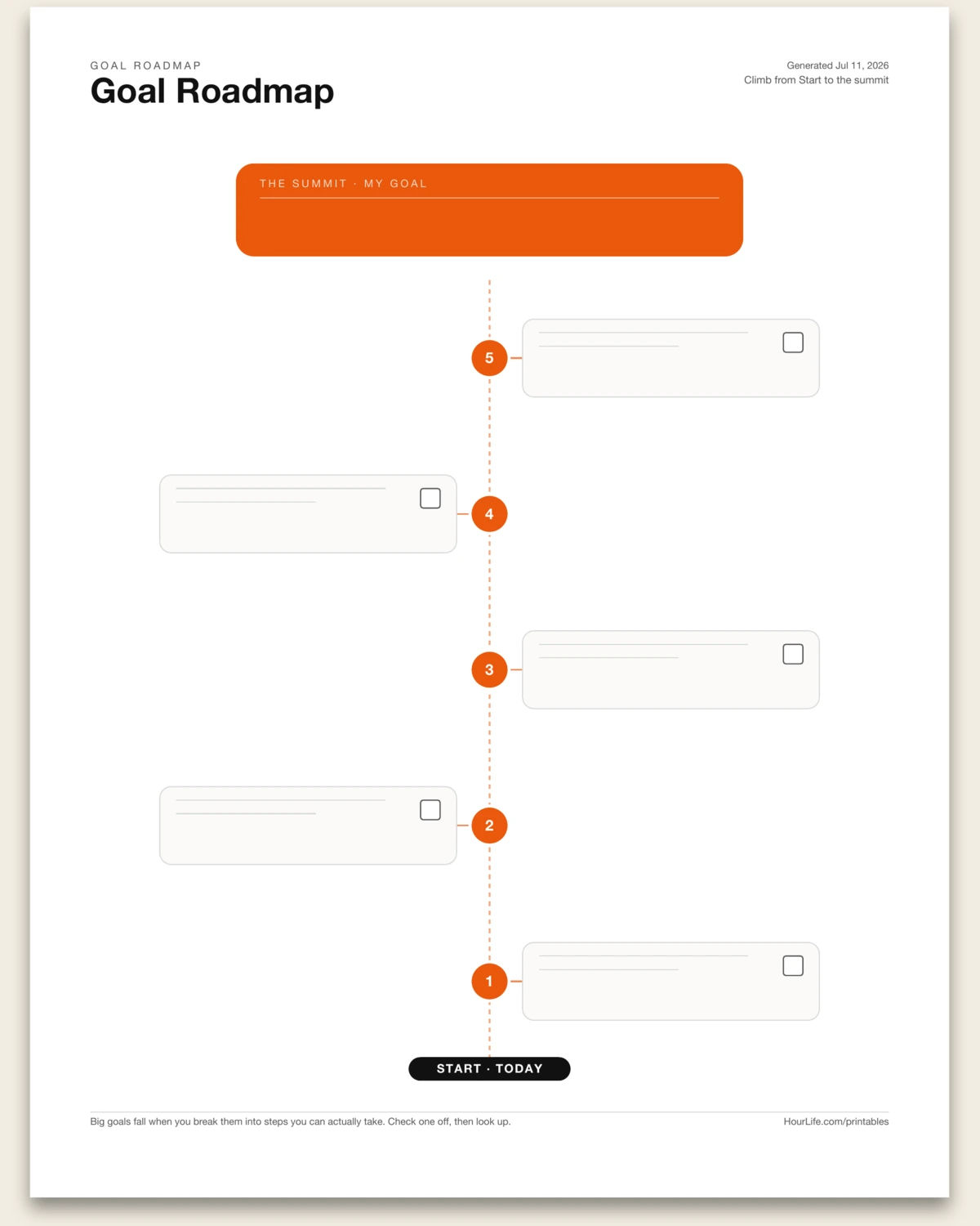 Goal Roadmap blank layout preview