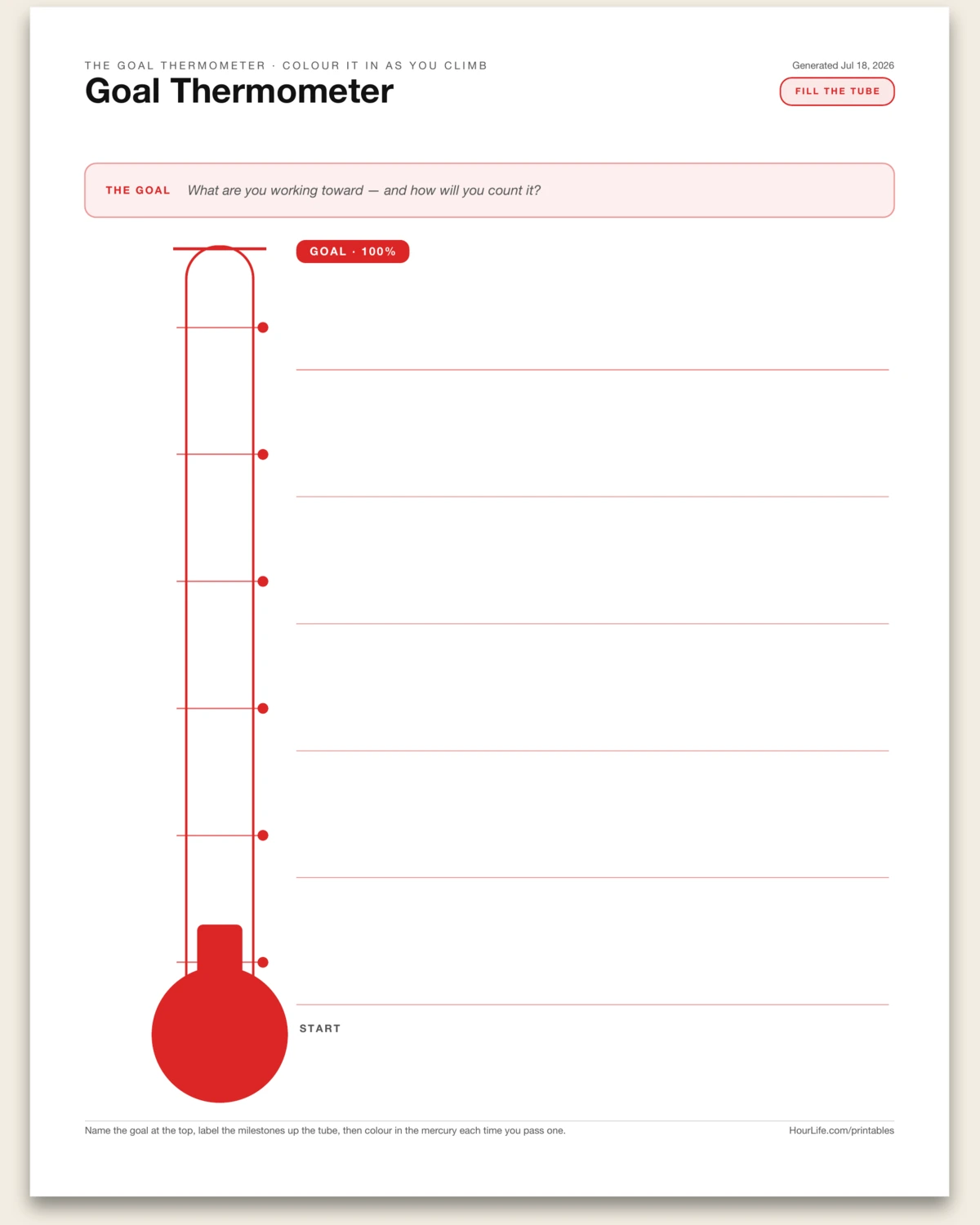 Goal Thermometer blank layout preview