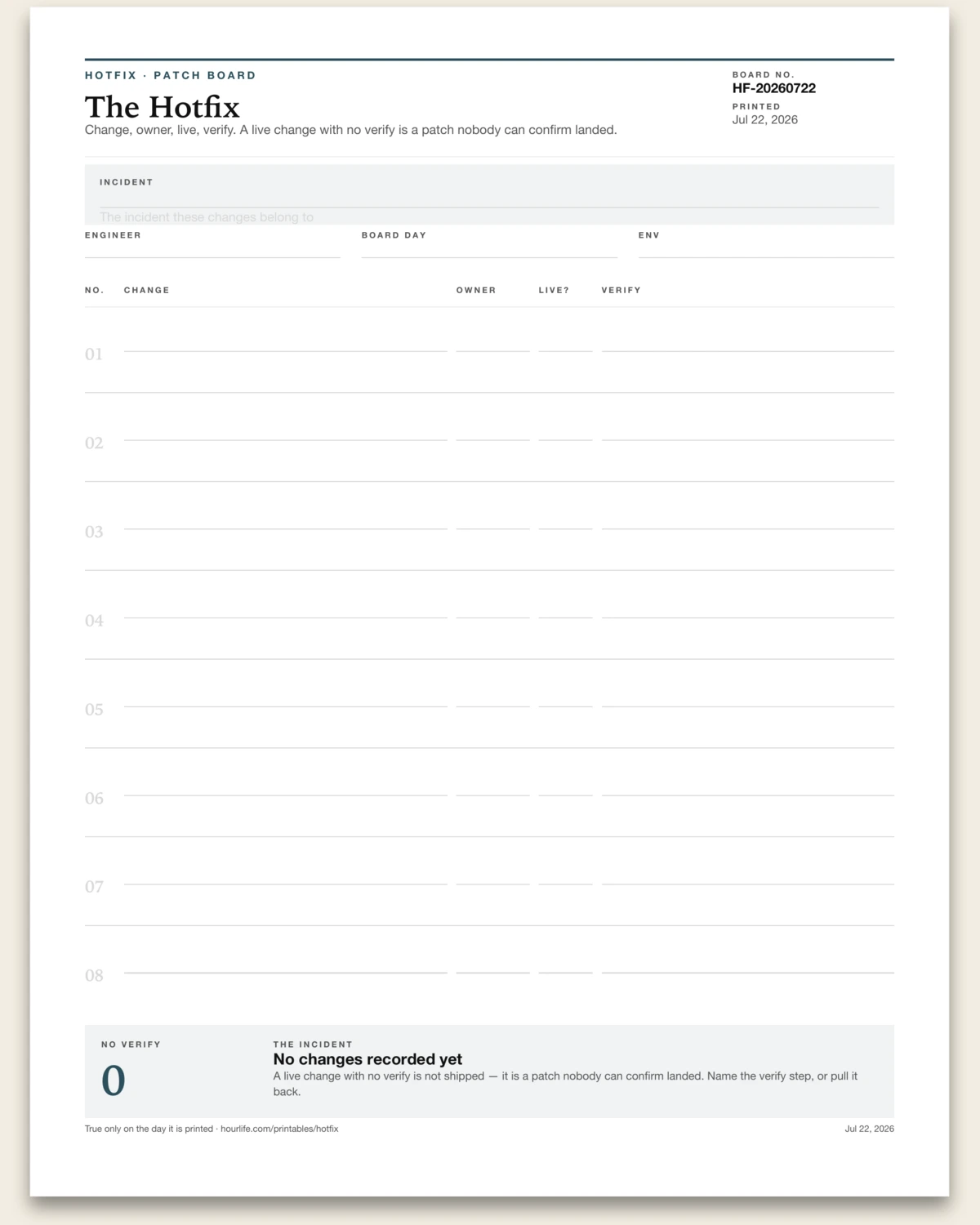 The Hotfix blank layout preview