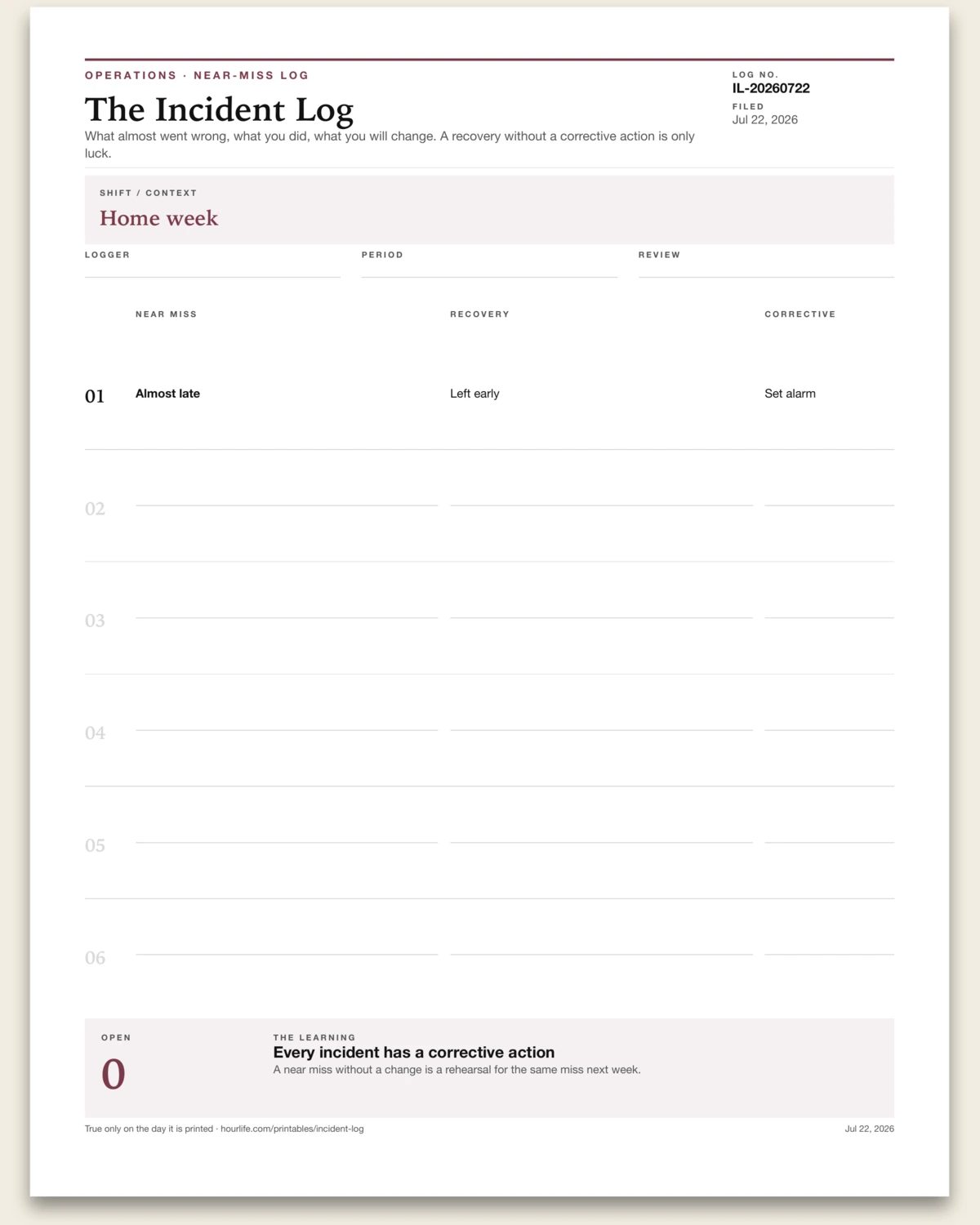 The Incident Log alt style preview