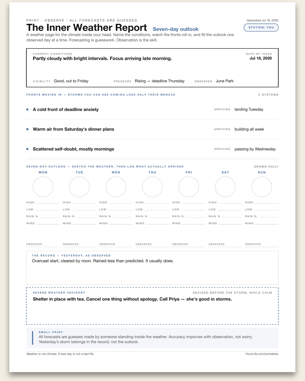 The Inner Weather Report filled example preview