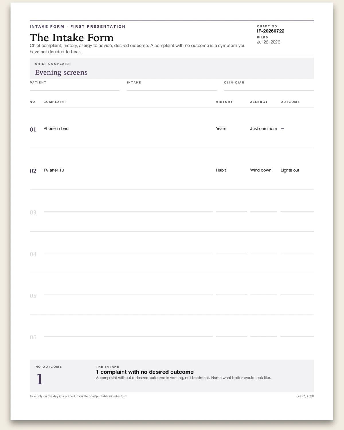 The Intake Form alt style preview